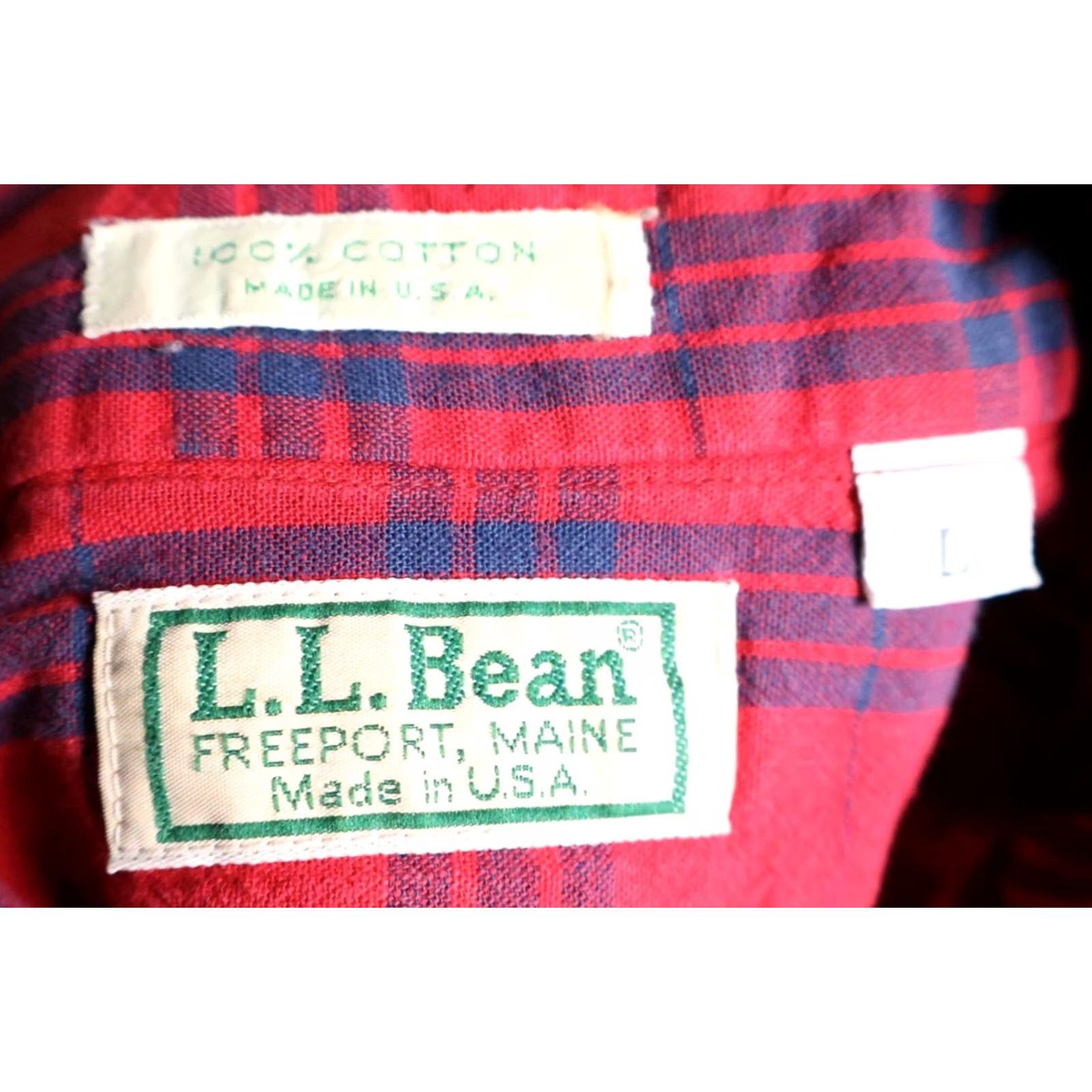 Vintage VINTAGE 80s L.L. Bean Shirt Men's Large Red Blue Check Long Sleeve Button Up USA Made Size US L / EU 52-54 / 3 - 3 Thumbnail