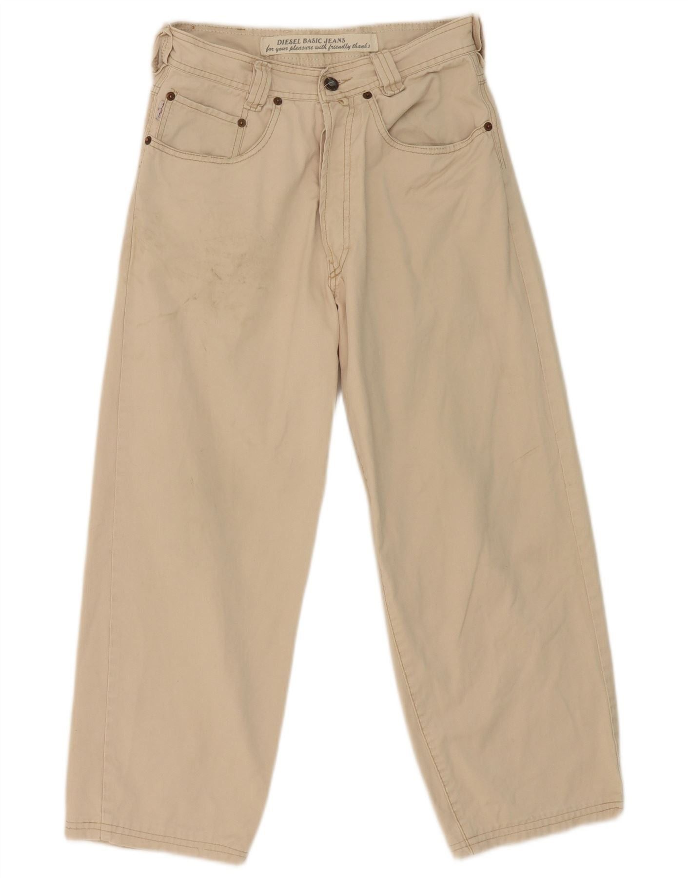 Diesel Womens High Waist Wide Leg Cropped Trousers W28 L25 Beige Size 24" / US 00 / IT 34 - 1 Thumbnail