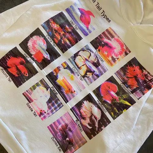 Japanese Brand Masaki x Mina White street retro fish print cotton hoodie Size US L / EU 52-54 / 3 - 5 Thumbnail