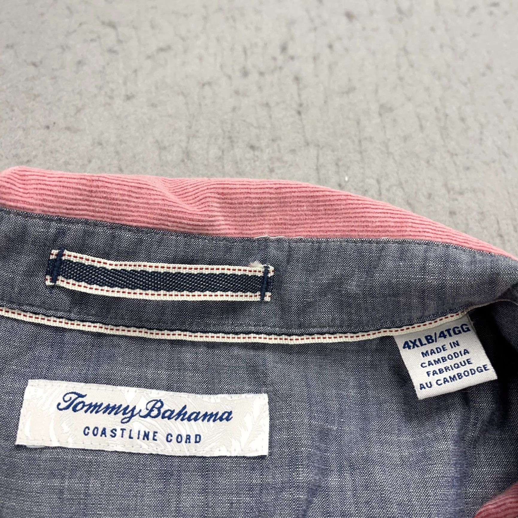 Tommy Bahama Tommy Bahama Shirt Mens Big 4X Pink Corduroy Button-Up Casual Coastal Coastline Corduroy Shirt Mens Big & Tall Pink Size US XXL / EU 58 / 5 - 4 Thumbnail