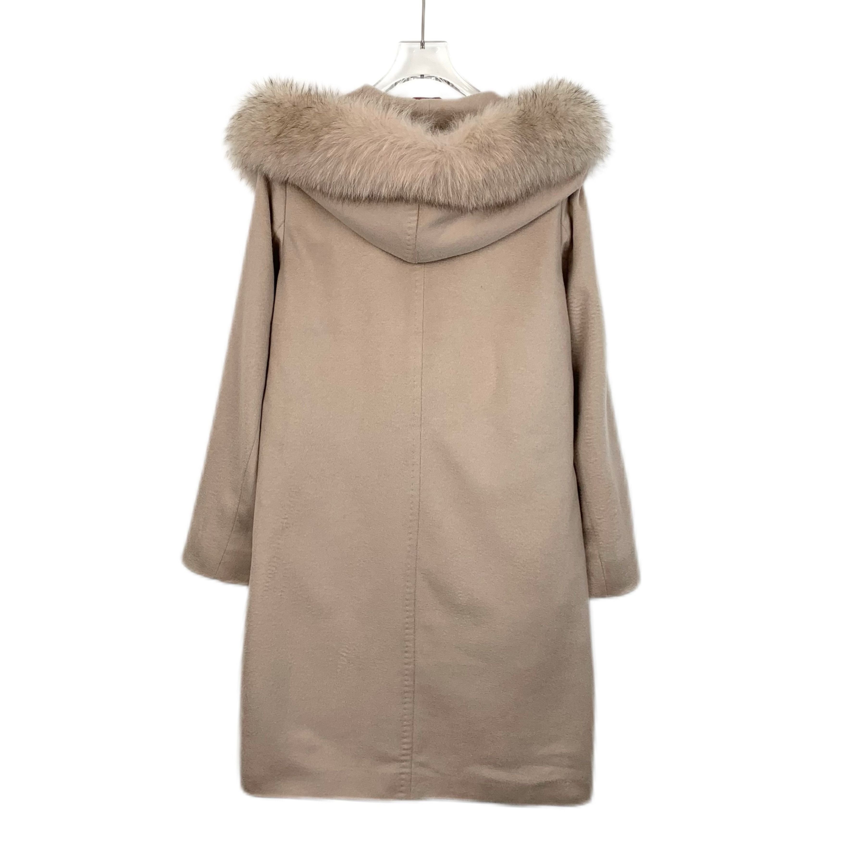 Max Mara Maxmara Beige Hooded Wool-Lined Cashmere Coat (Size S) Size S / US 4 / IT 40 - 8 Thumbnail