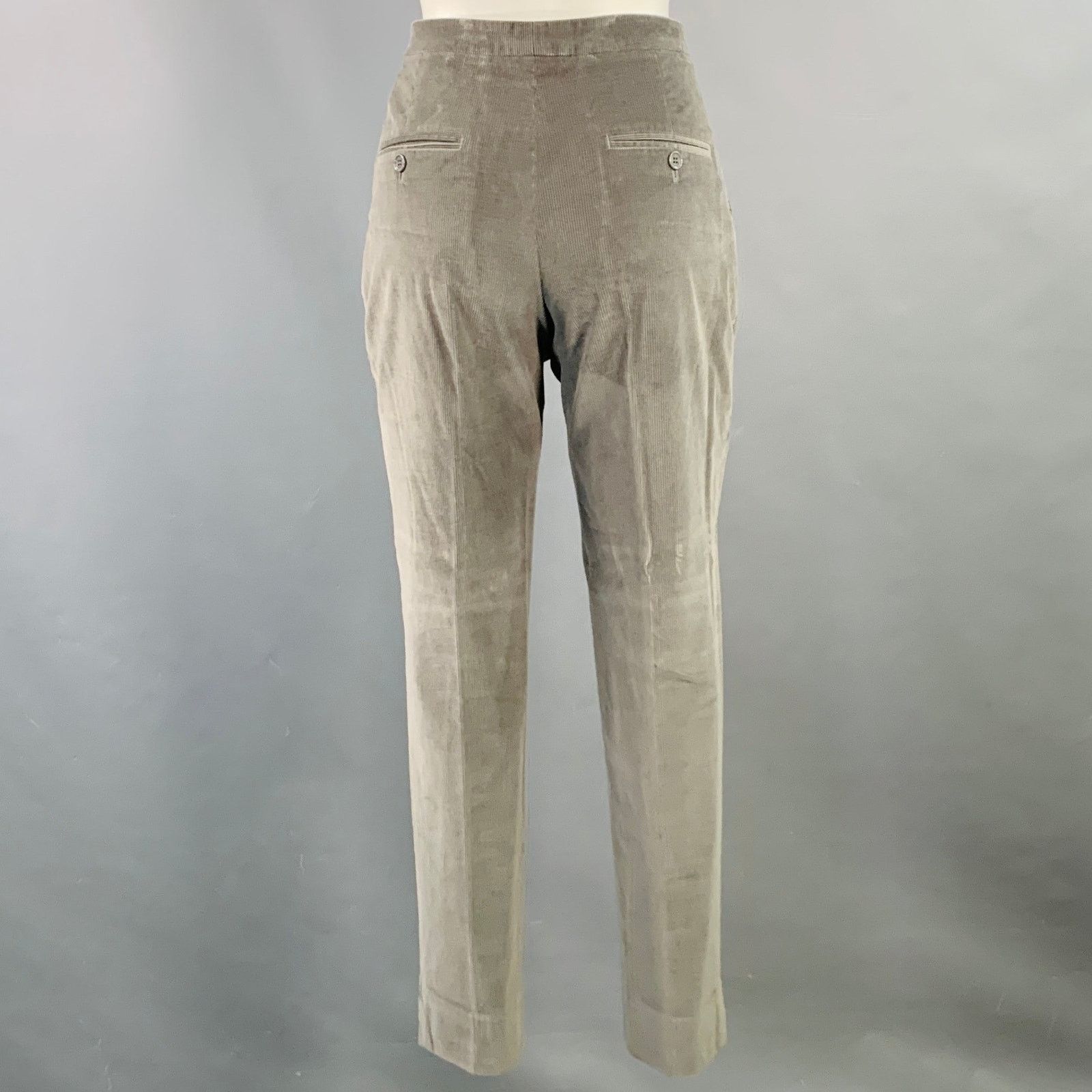 Nina Ricci NINA RICCI Grey Cotton Blend Corduroy Slim Fit Casual Pants Size 27" / US 4 / IT 40 - 3 Thumbnail