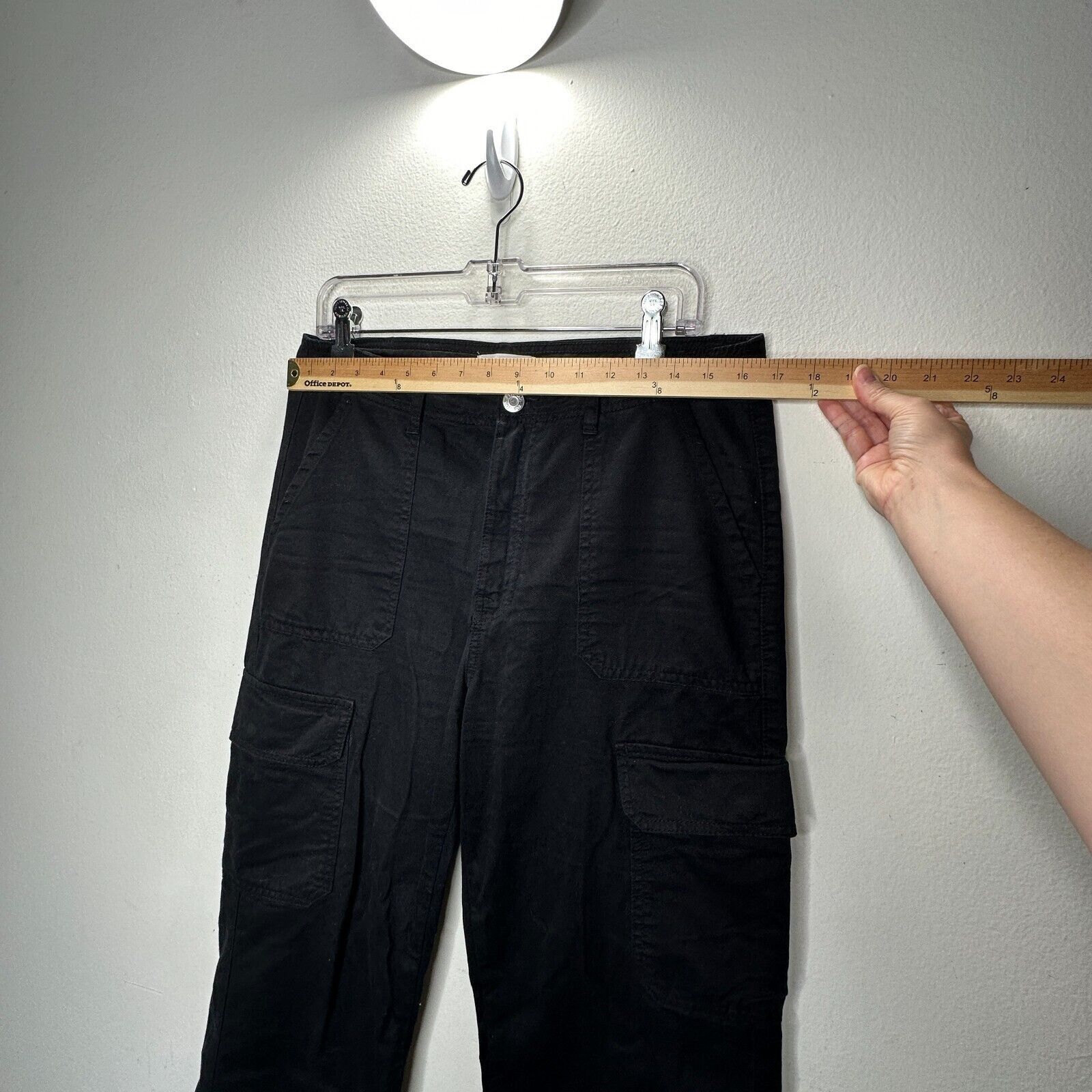 Zara Black Wide Leg Pocketed Utility Cargo Khaki Trouser Pants 8 Size 30" / US 8 / IT 44 - 5 Thumbnail