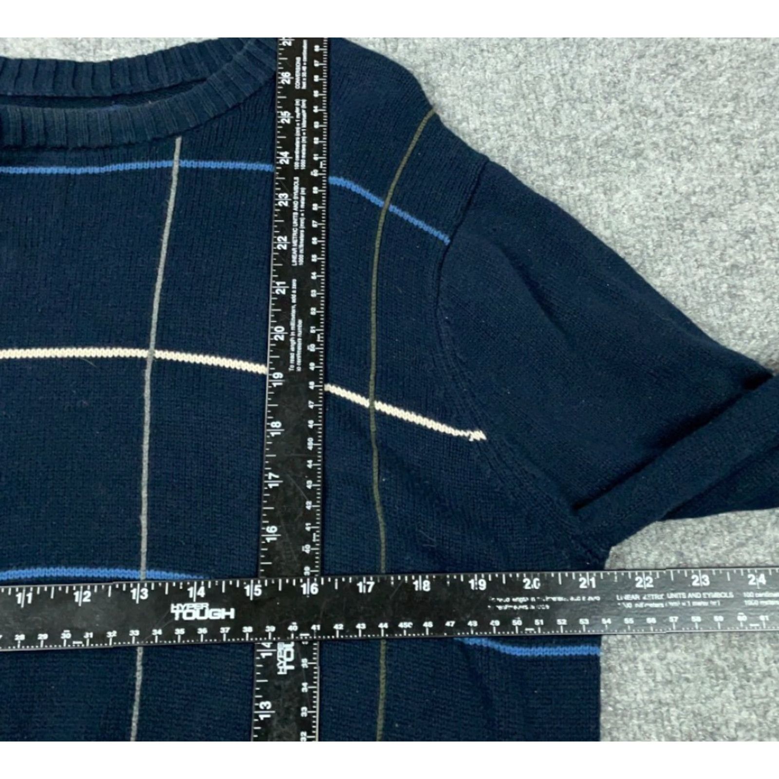 Croft & Barrow VINTAGE Croft & Barrow Sweater Men M Dark Blue Grid Knit Crew Neck 90s Preppy Retro Casual Pullover Mens Size US M / EU 48-50 / 2 - 4 Thumbnail
