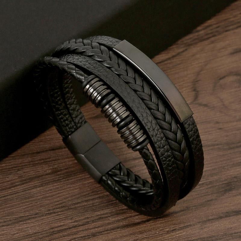 Homemade Handcrafted Leather Bracelet – Multi-Layer Braided Design Size ONE SIZE - 5 Thumbnail