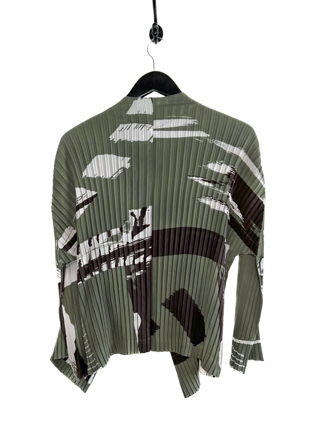 Issey Miyake Issey Miyake RC Doro Khaki Green Printed Pleated Cardigan Size M / US 6-8 / IT 42-44 - 3 Thumbnail