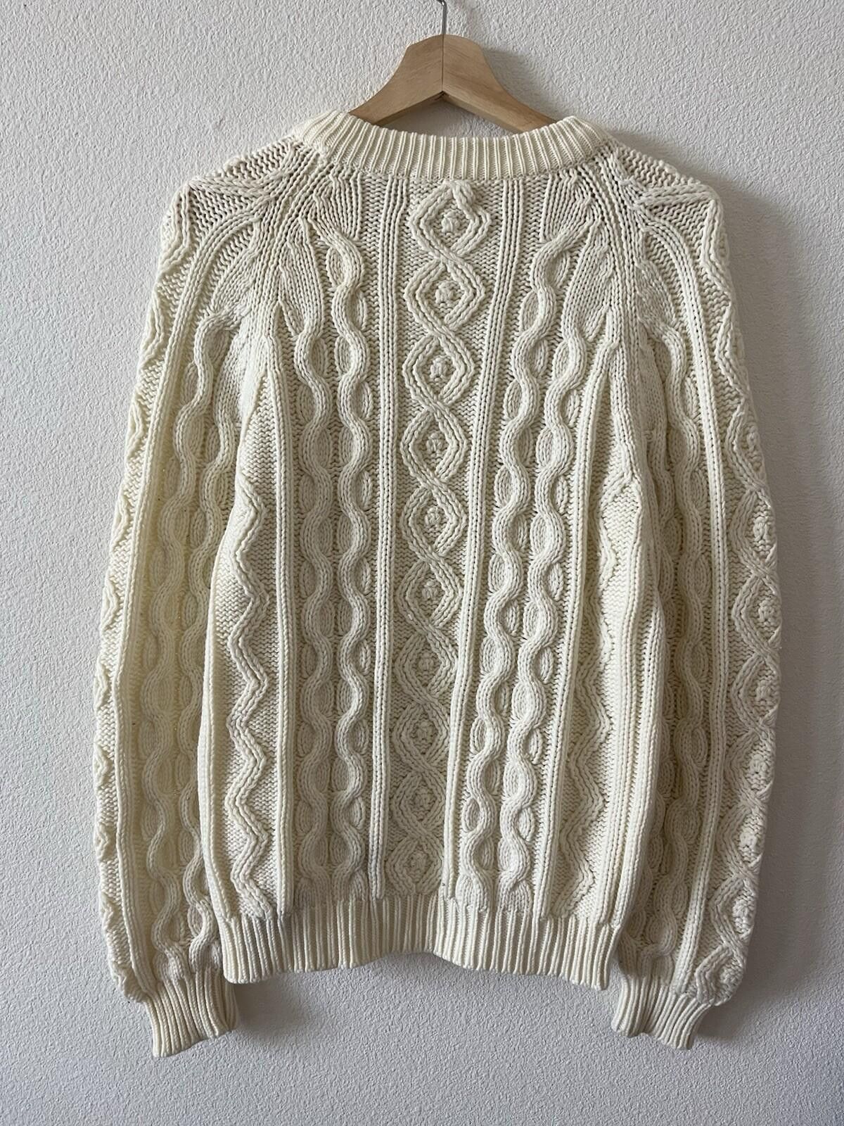 Sears VTG 80s Sears Cable Knit Cream Sweater Men’s Large Size US L / EU 52-54 / 3 - 3 Thumbnail