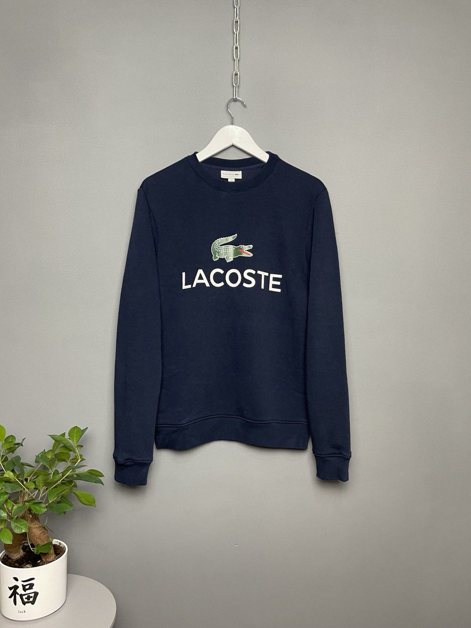Pre-owned Lacoste Sweatshirt Big Logo In Blue/navy