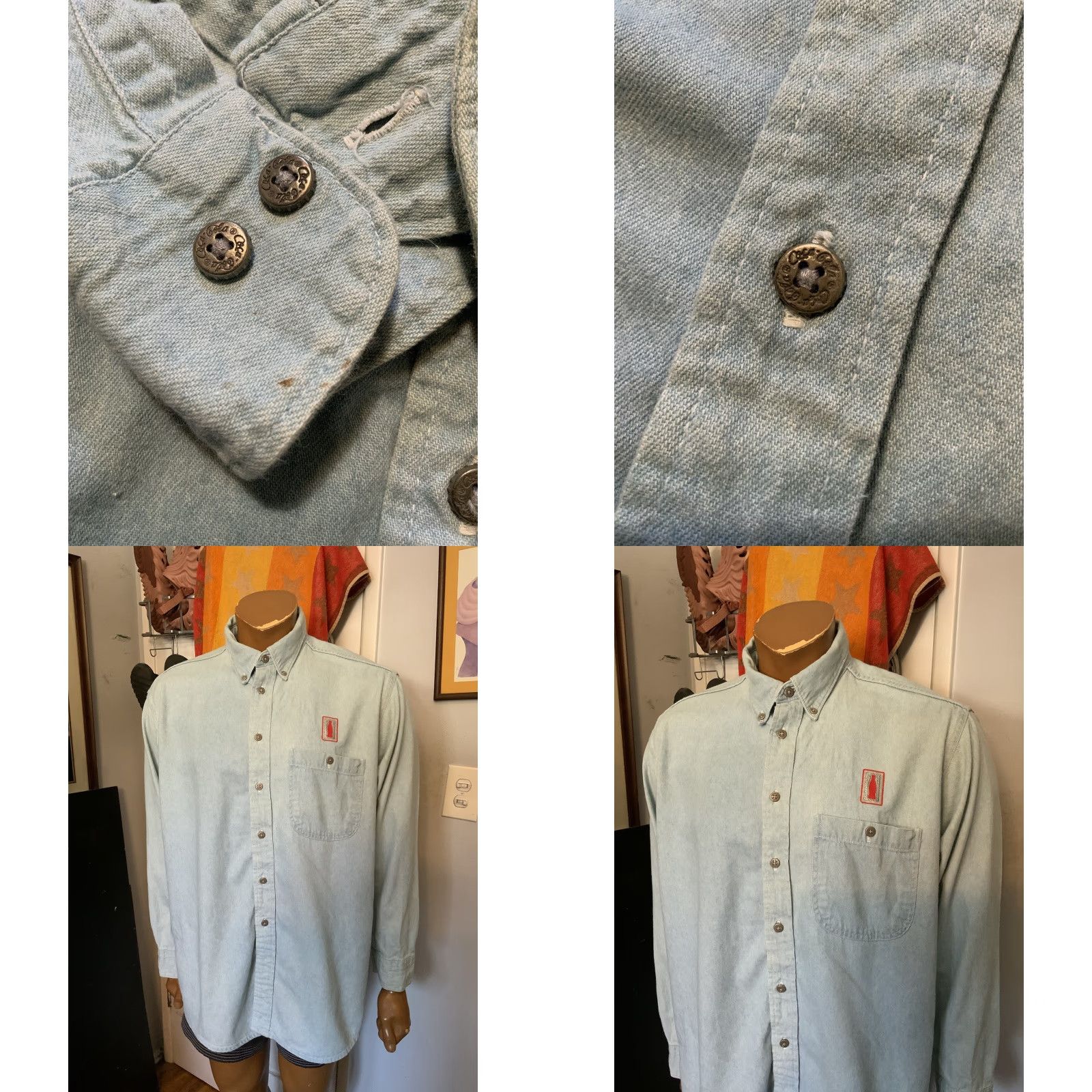 Vintage **VINTAGE Coca-Cola Coke Bottle Top Button-Up Denim Jean L/S Shirt L** User: Vintage Coca-Cola Coke Bottle Top Button-Up Denim Jean L/S Shirt L Size US L / EU 52-54 / 3 - 8 Thumbnail