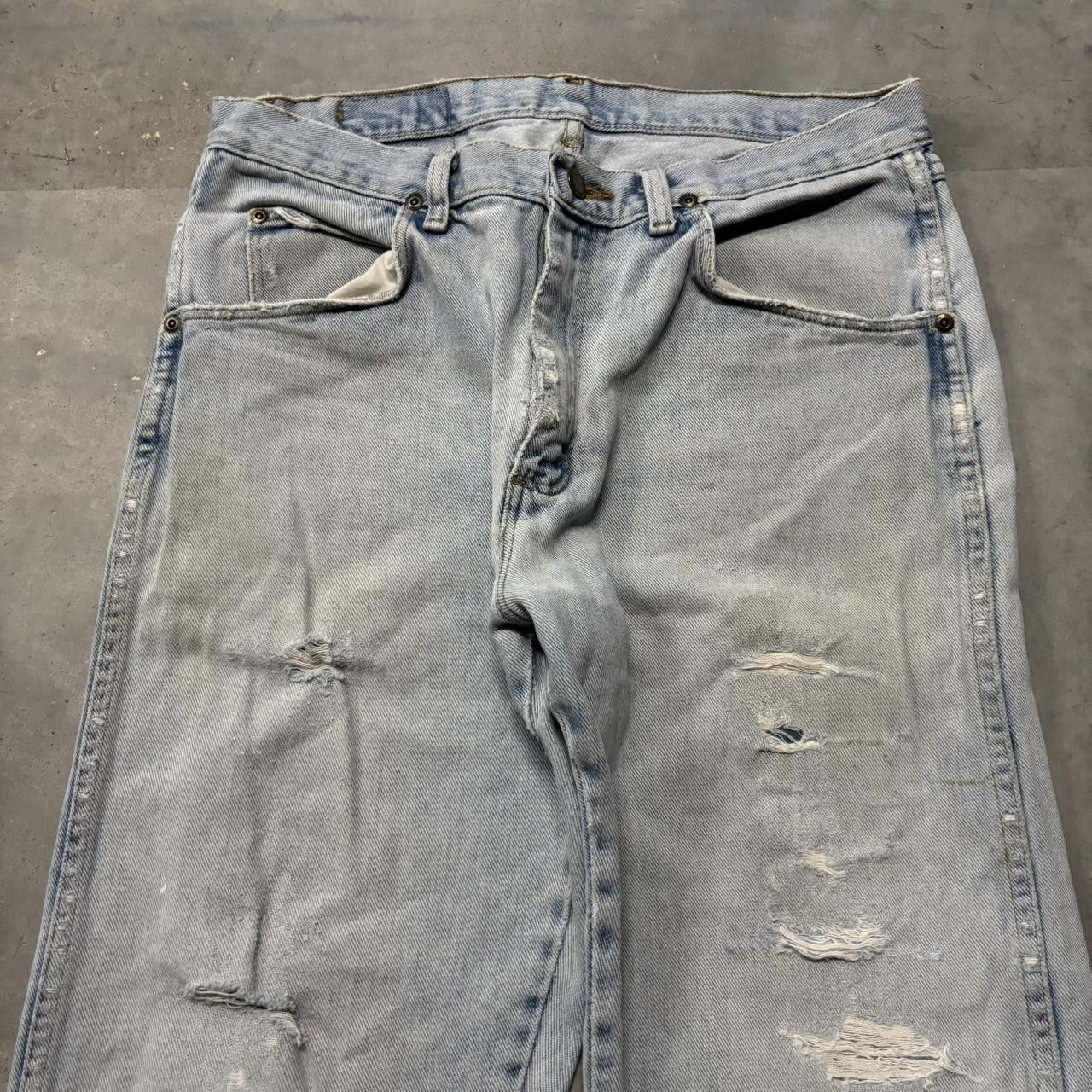 Japanese Brand × Vintage Crazy Vintage Y2K/2000s Grunge Faded Light Wash Distressed Denim Jeans! Size US 31 - 5 Thumbnail