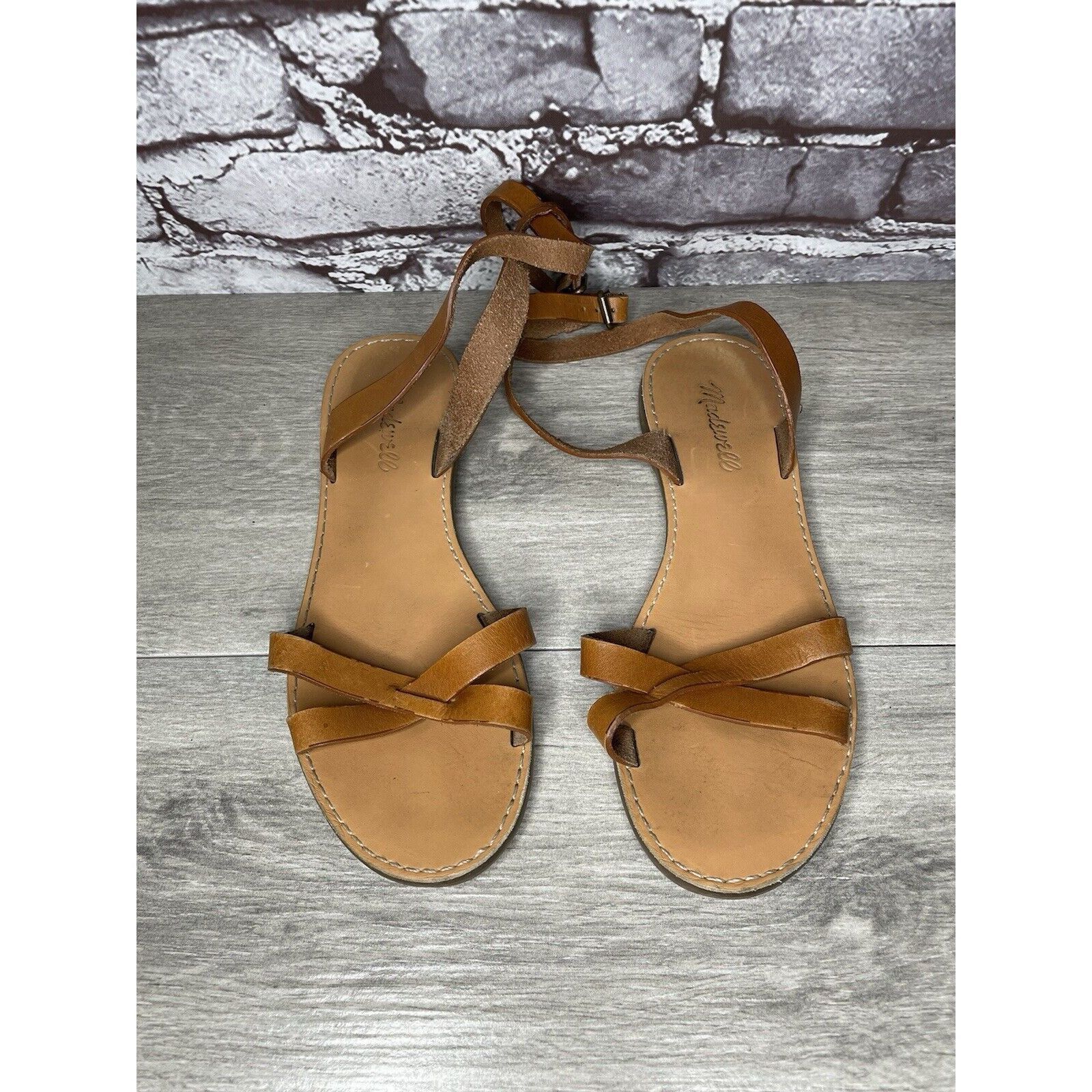 Madewell Madewell Brown Leather Casual Ankle Strap Flat Sandals Women Size US 7.5 / IT 37.5 - 19 Thumbnail