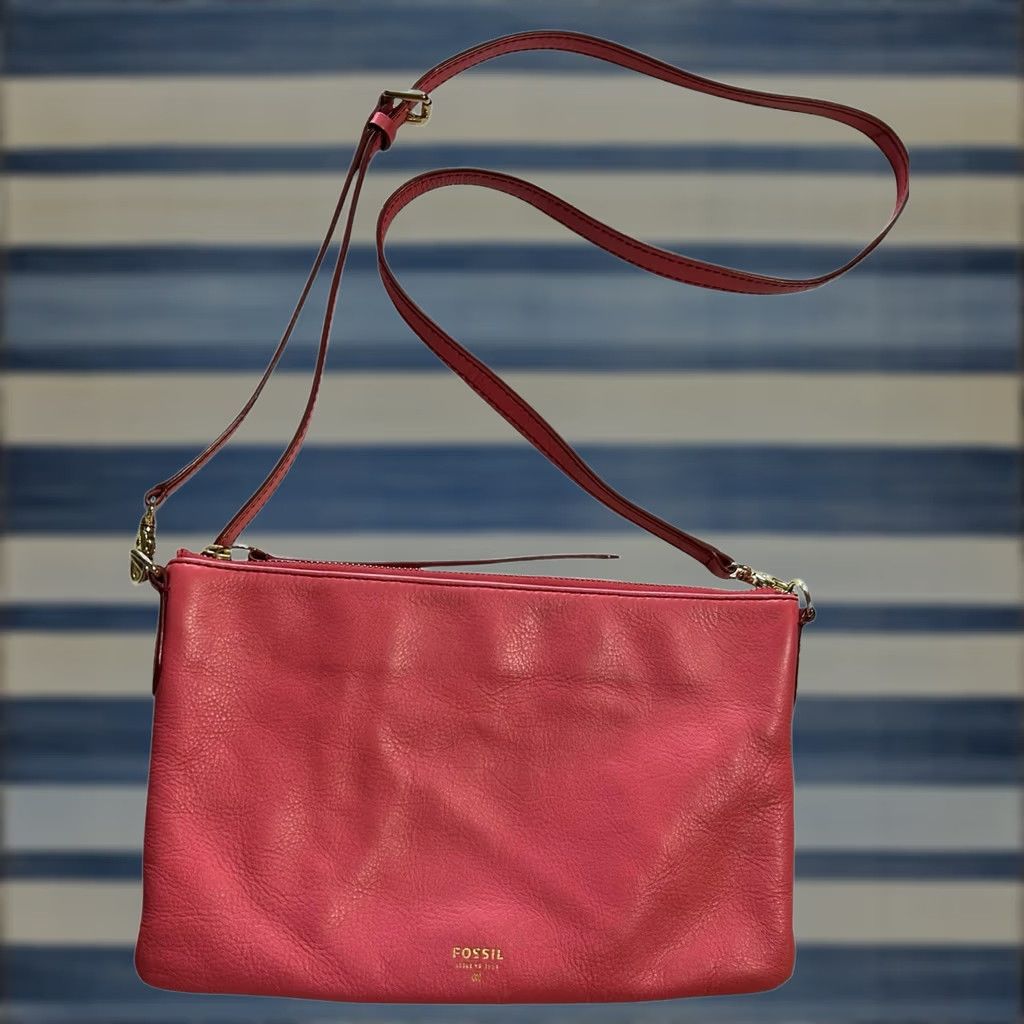Fossil Fossil Sydney Crossbody Purse Pink Leather Shoulder Handbag Womens Top Zip Pebbled Leather Size S / US 4 / IT 40 - 1 Thumbnail