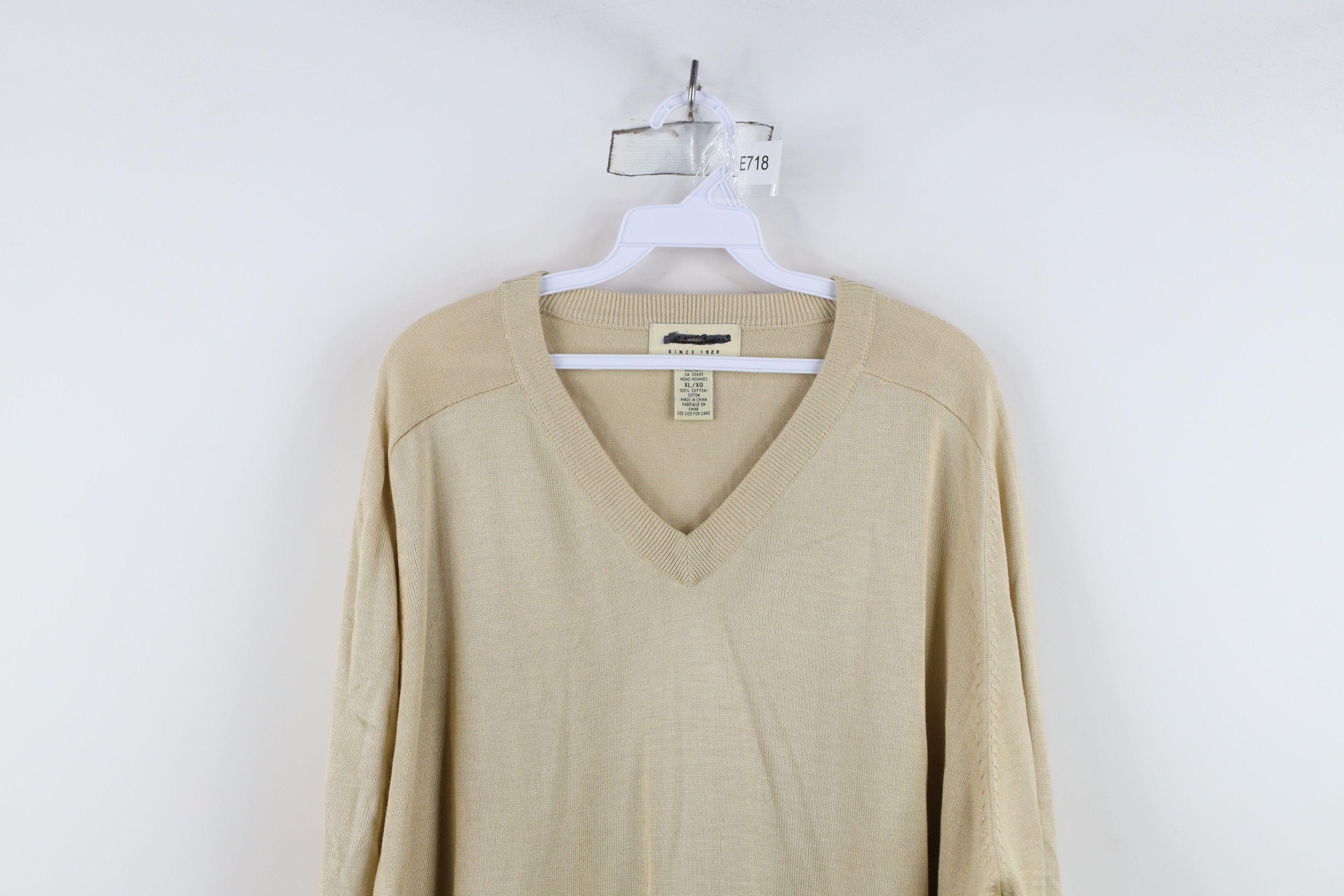 Eddie Bauer Vintage 90s Eddie Bauer Cotton Knit V-Neck Sweater Gold Size US XL / EU 56 / 4 - 2 Thumbnail