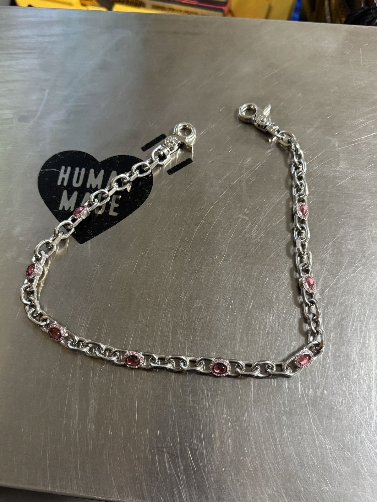 Jewelry Silver Wallet Chain Pink Stone 22" Size ONE SIZE - 2 Thumbnail
