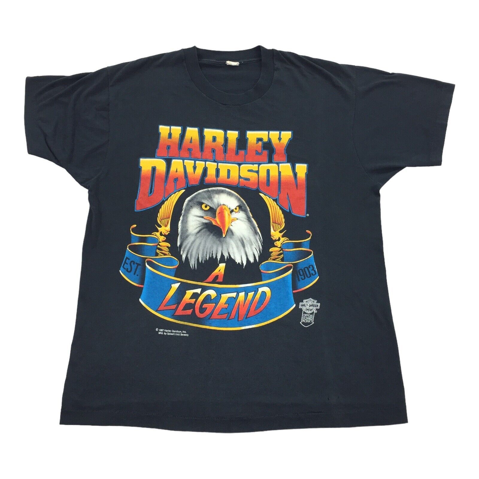Harley Davidson RARE Vintage 1987 Harley Davidson Eagle Single Stitch TShirt Size US L / EU 52-54 / 3 - 1 Thumbnail