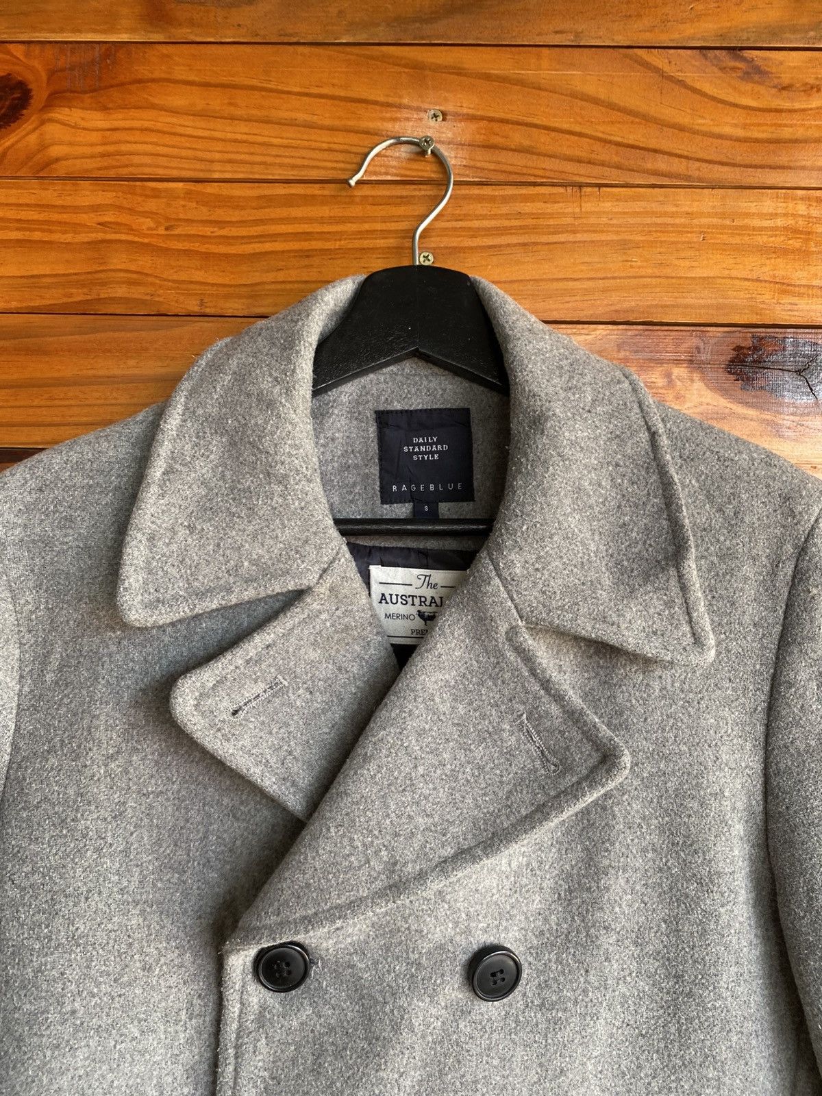 RAGEBLUE RAGEBLUE Grey DoubleBreasted Pea Coat Australian Merino Wool Size US S / EU 44-46 / 1 - 8 Thumbnail