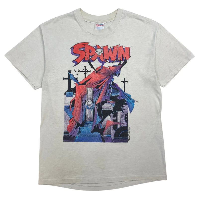 image of Vintage 1993 Spawn Graveyard T-Shirt White, Men's (Size Large)