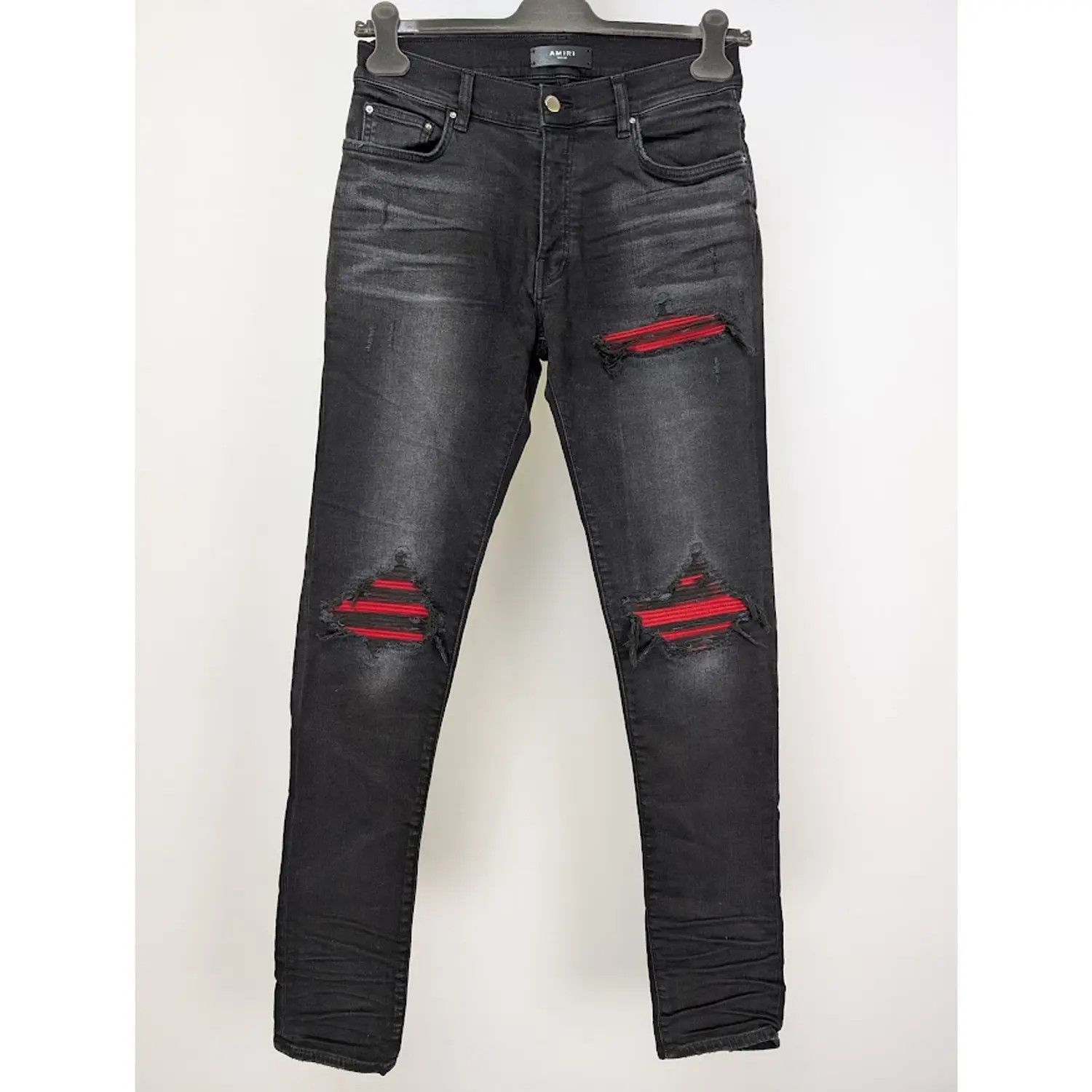 Amiri Amiri mx1 black patchwork jeans in size 29 | Grailed