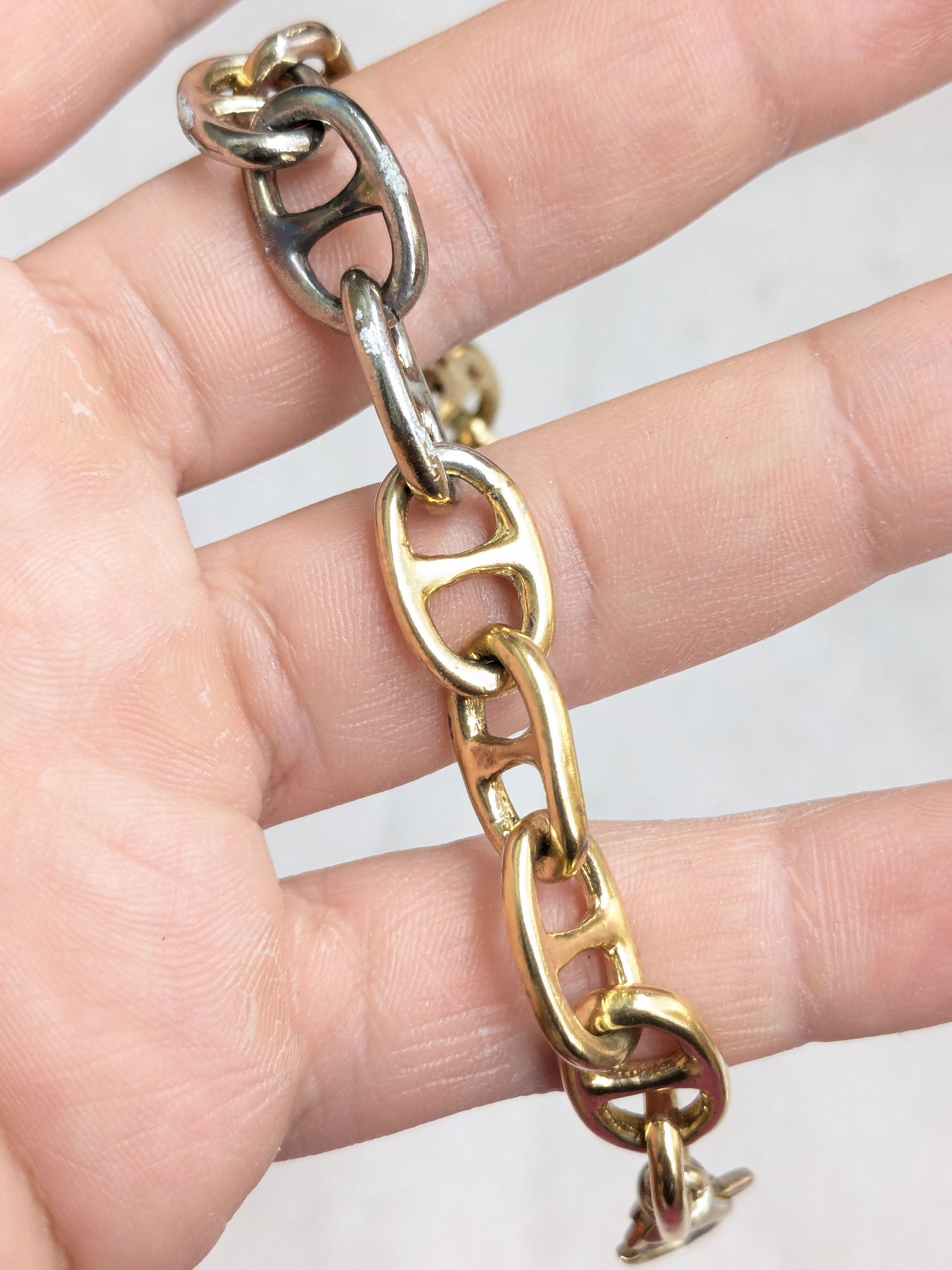 Jewelry Vintage Sterling Silver Bracelet Anchor Mariner Gold 7.25 Size ONE SIZE - 15 Thumbnail