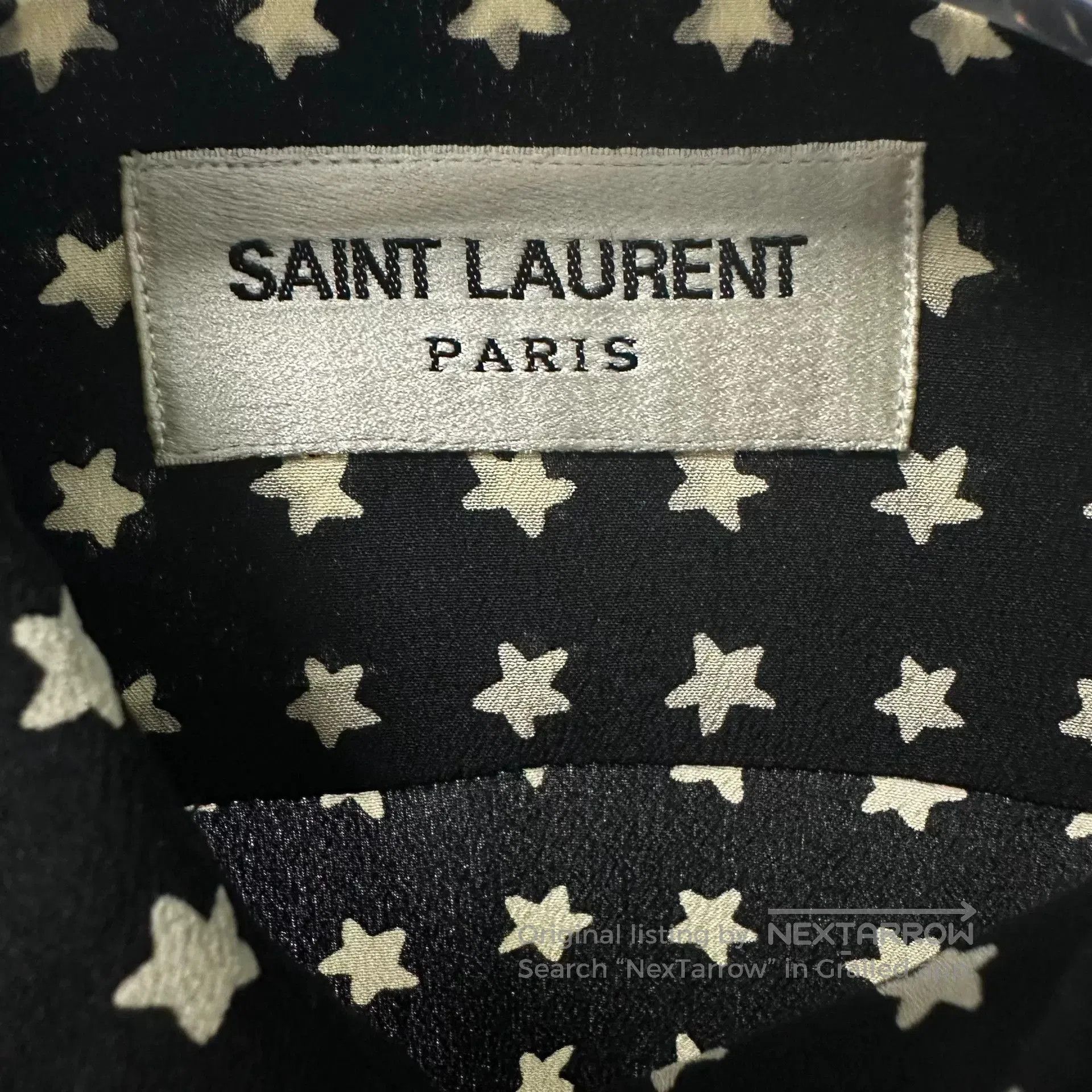 Saint Laurent Paris Saint Laurent Black Star Silk Shirt. Size US M / EU 48-50 / 2 - 6 Thumbnail