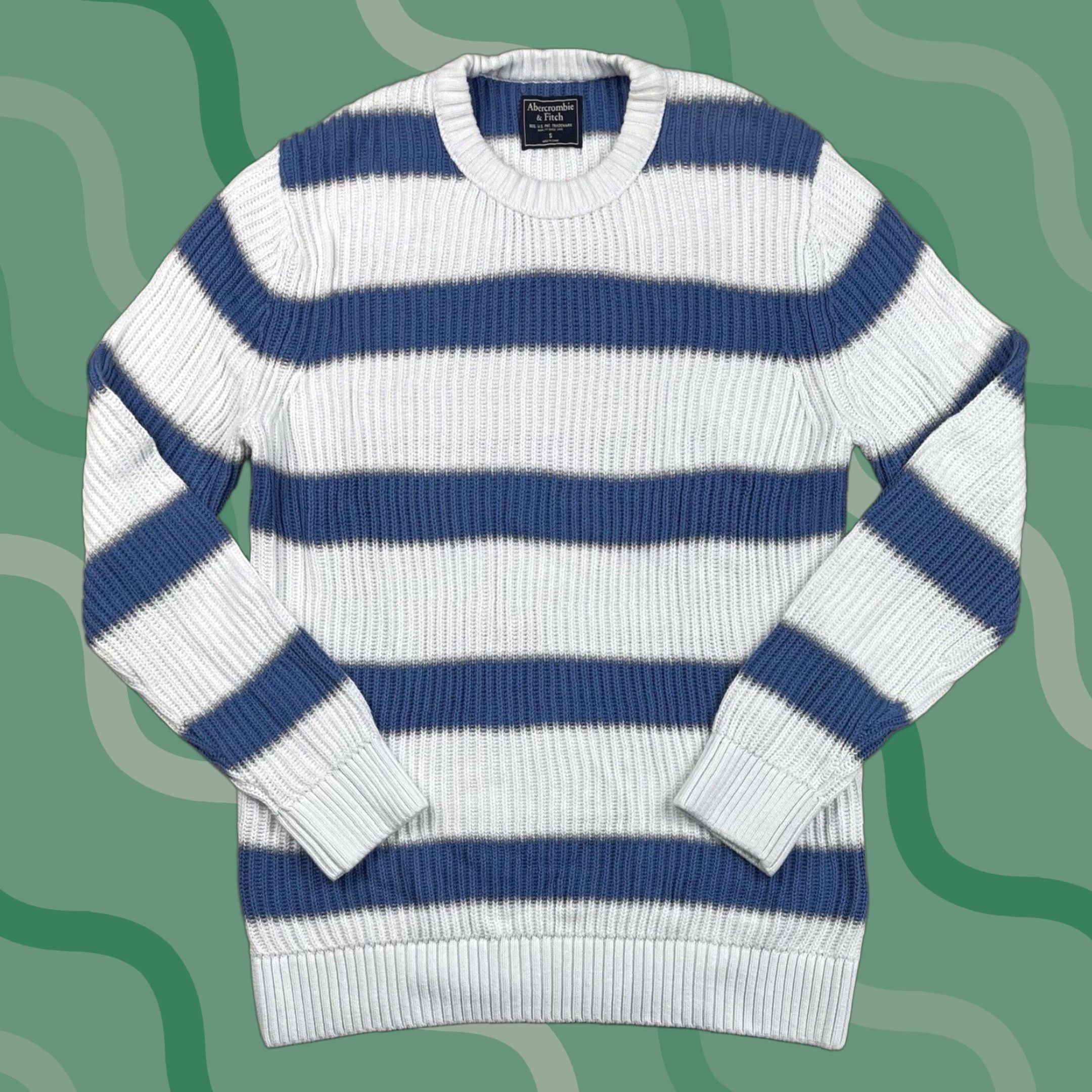 Abercrombie & Fitch Abercrombie & Fitch Knit Sweater Crewneck Striped Sz S Blue Mens Oversized Size US S / EU 44-46 / 1 - 1 Thumbnail