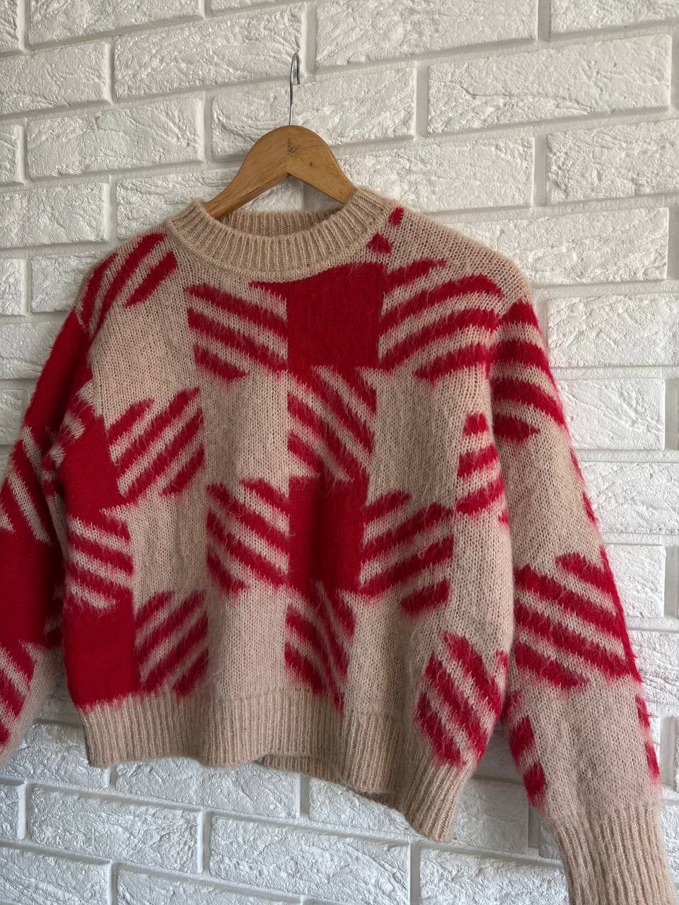 Sandro Sandro Ginn Checked Jacquard Sweater in Red RRP~380$ Size S / US 4 / IT 40 - 4 Thumbnail