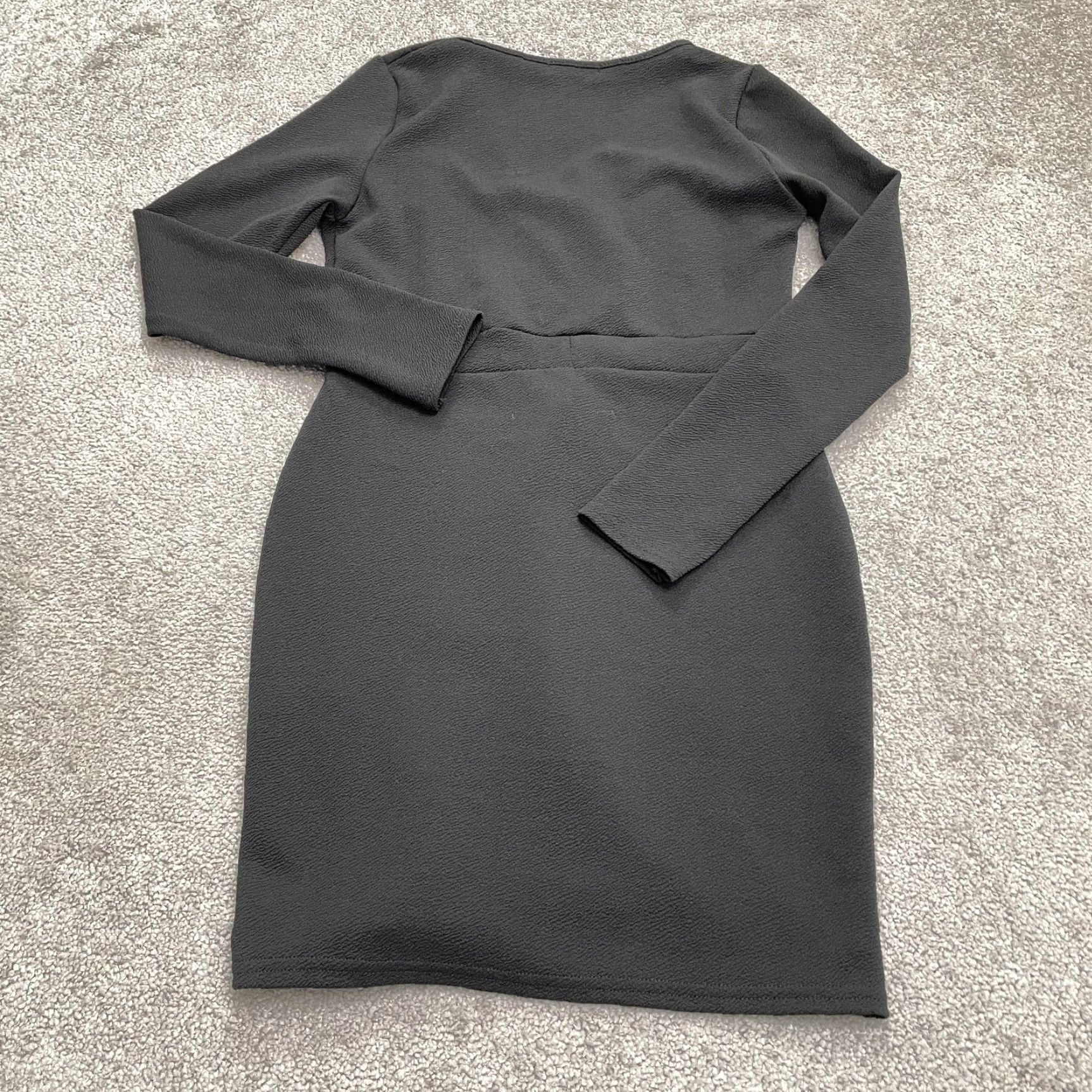 PrettyLittleThing PrettyLittleThing Dress Womens 10 Blk Plunge Wrap Detail Thigh Split Bodycon NWT Size L / US 10 / IT 46 - 2 Thumbnail