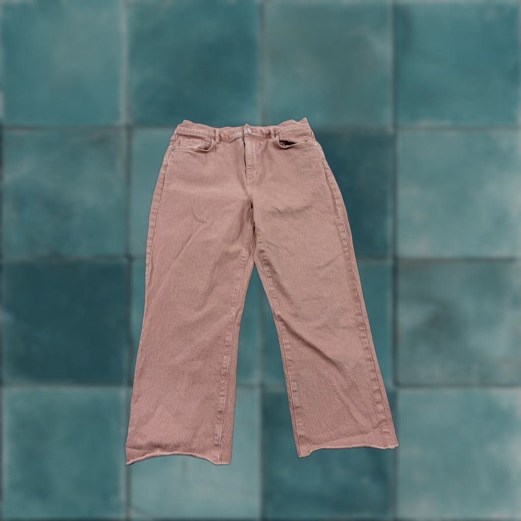 Loft LOFT Jeans Womens 29 8 Pink High Waist Straight Crop Raw Hem Denim Pants Size 29" - 1 Thumbnail