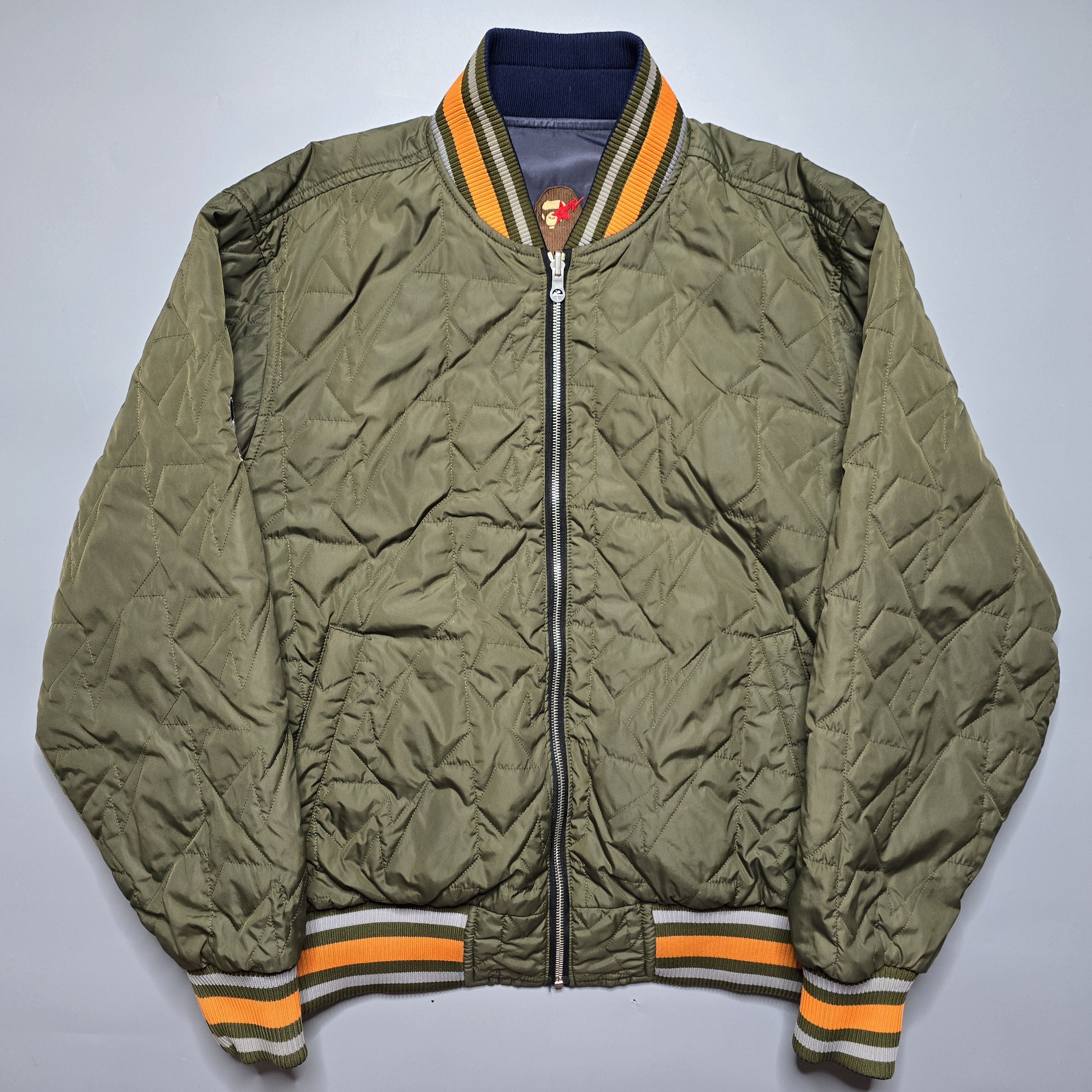 image of Bapesta Quilted Reversible Jacket (2005) in Olive, Men's (Size Medium)
