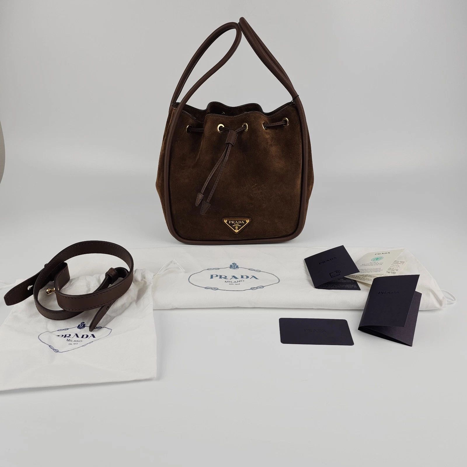 Prada PRADA Darling Mini $2850 Cacao Suede Bucket Bag Size ONE SIZE - 4 Thumbnail