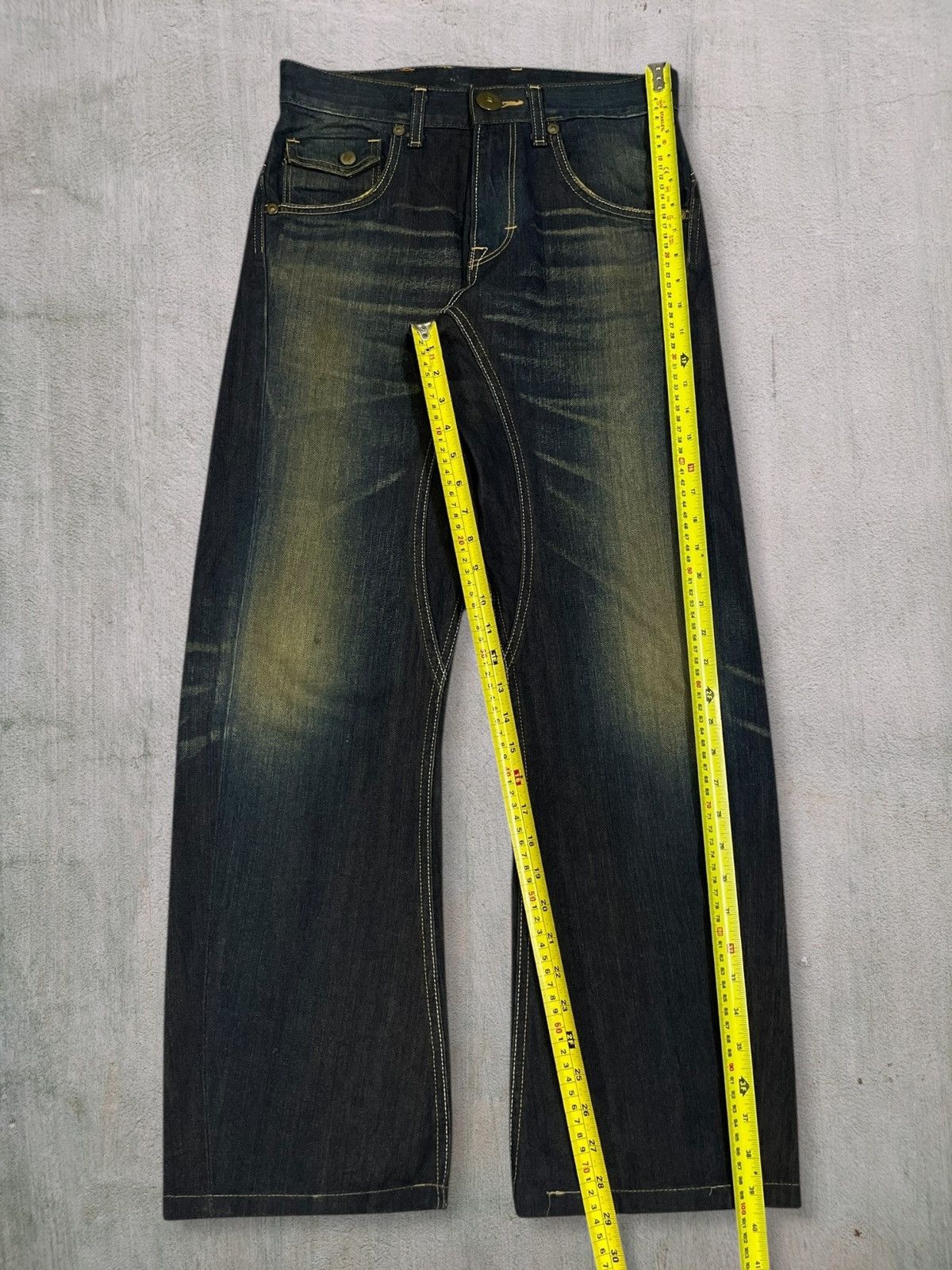 Cowboy Equipment Vintage Lee Cowboy Whisk Mud Wash Wide-Leg Buckle-Back Jeans Size US 30 / EU 46 - 16 Thumbnail