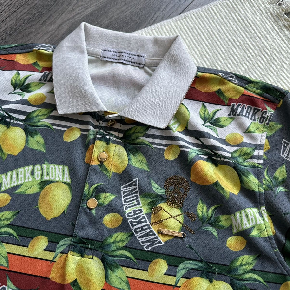 Other Mark & Lona Lemon Pattern Golf Polo Shirt Size L / US 10 / IT 46 - 3 Thumbnail