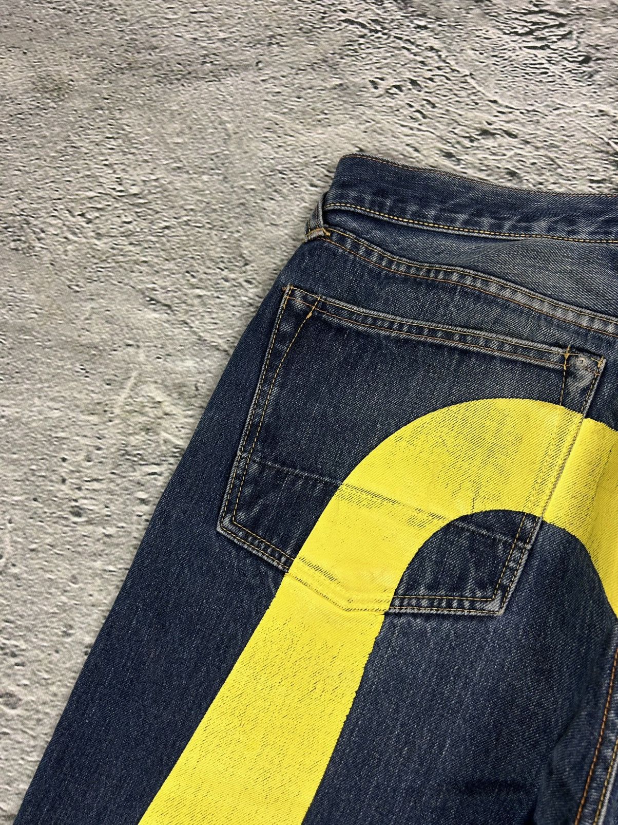 Evisu Evisu jeans daicock big logo yellow selvedge denim Size US 33 - 3 Thumbnail
