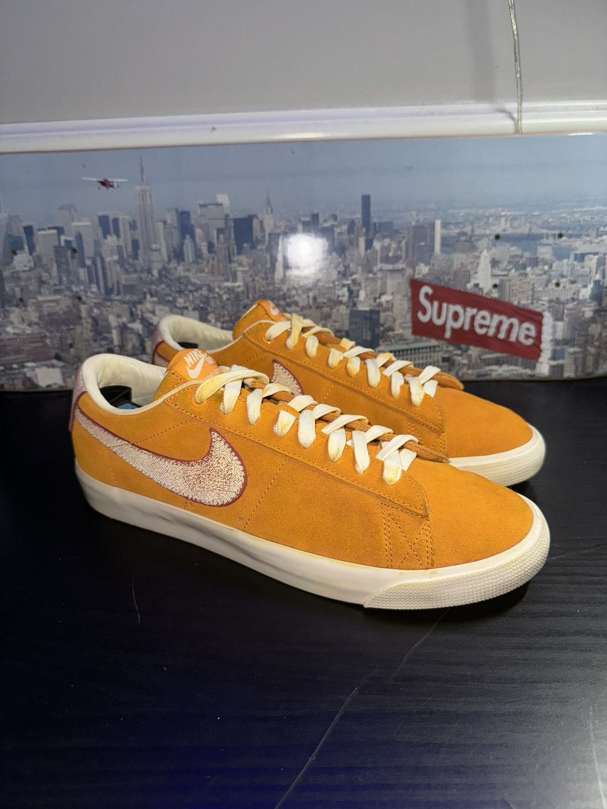 image of Nike Sb Blazer Low Gt Bruised Peach Home State Georgia 2018 Shoes in Orange, Men's (Size 9.5)