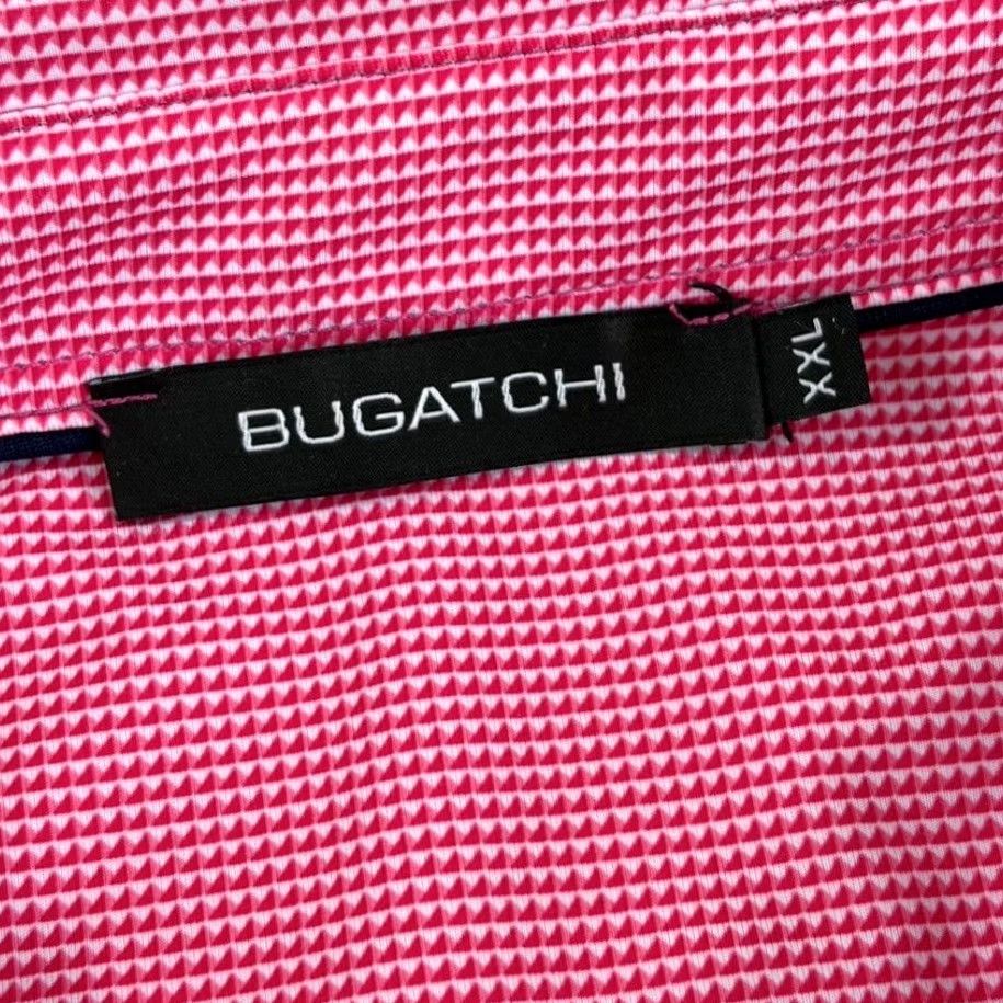 BUGATCHI Bugatchi Polo Shirt Geometric Pink 2XL Men Short Sleeve Collared Button Regular Fit Lightweight Breathable Polyester Blend Golf Polo Size US XXL / EU 58 / 5 - 2 Thumbnail