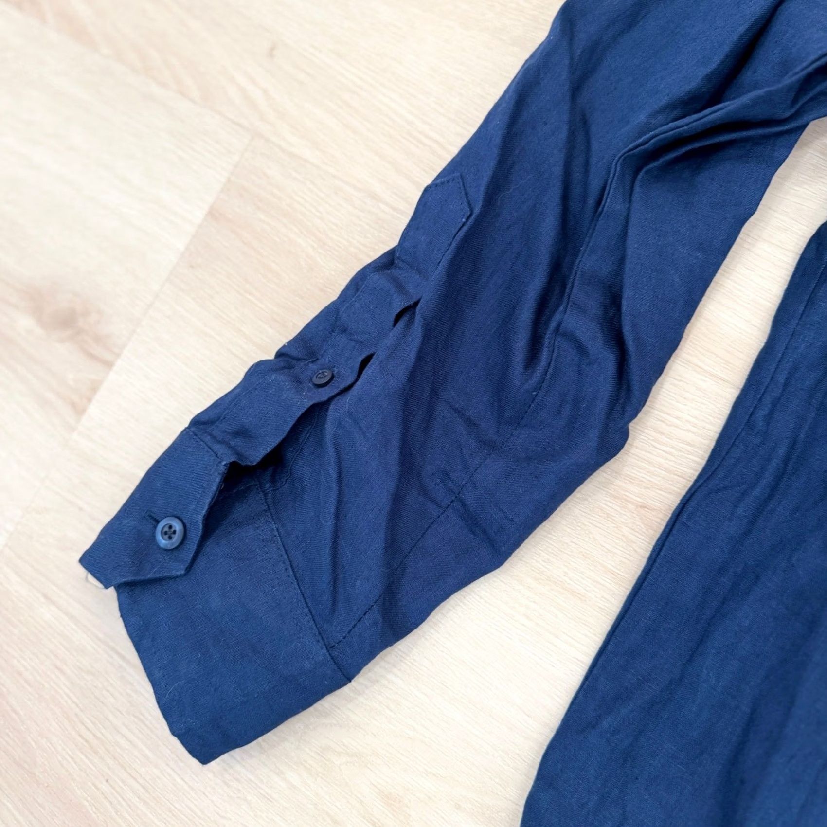 Cubavera Cubavera Linen Shirt Long Sleeve Button-Down Relaxed Fit Blue Mens L Size 42R - 5 Thumbnail