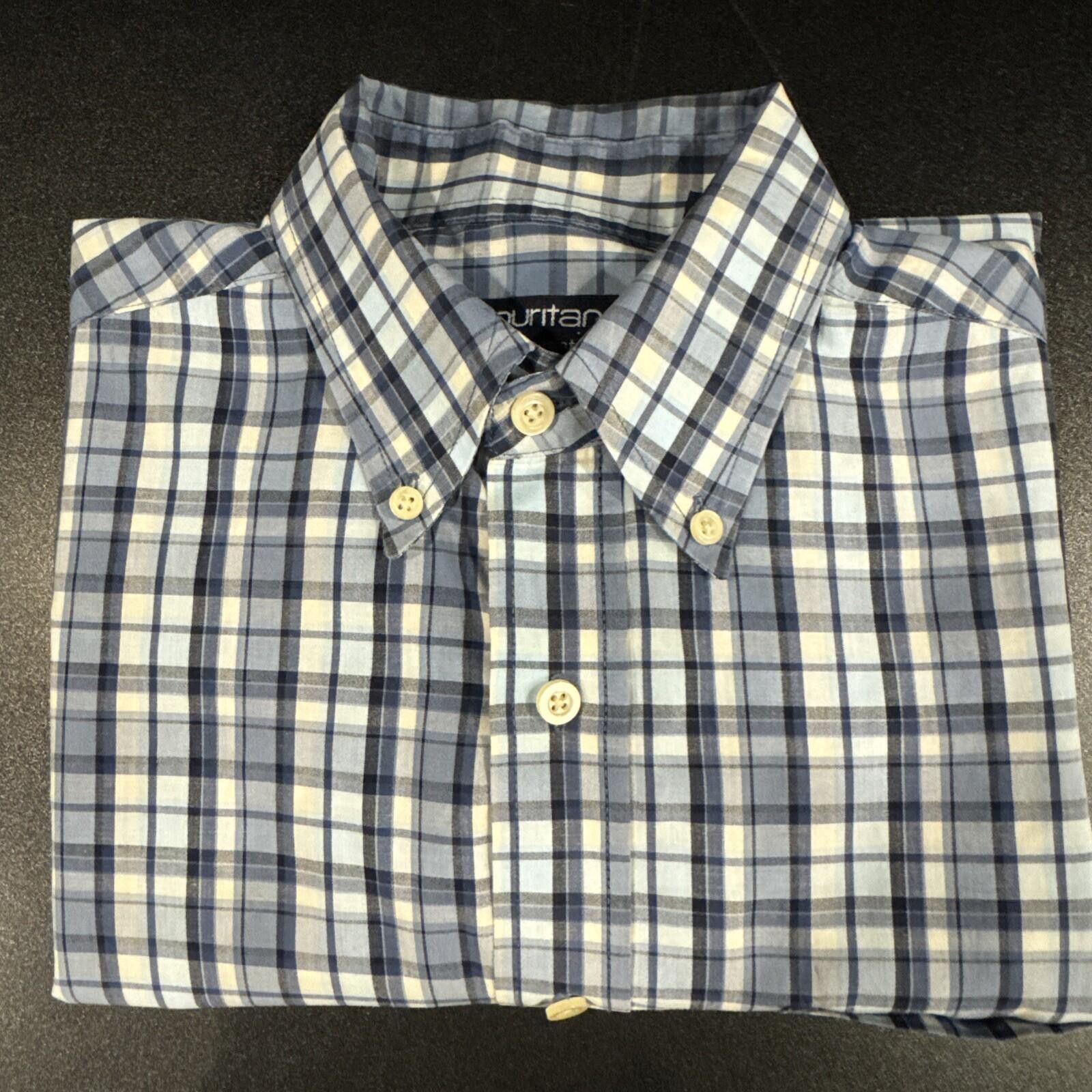 Puritan Puritan Men's Med 38/40 LS Plaid Casual Cotton Blend [649] Size US M / EU 48-50 / 2 - 1 Thumbnail
