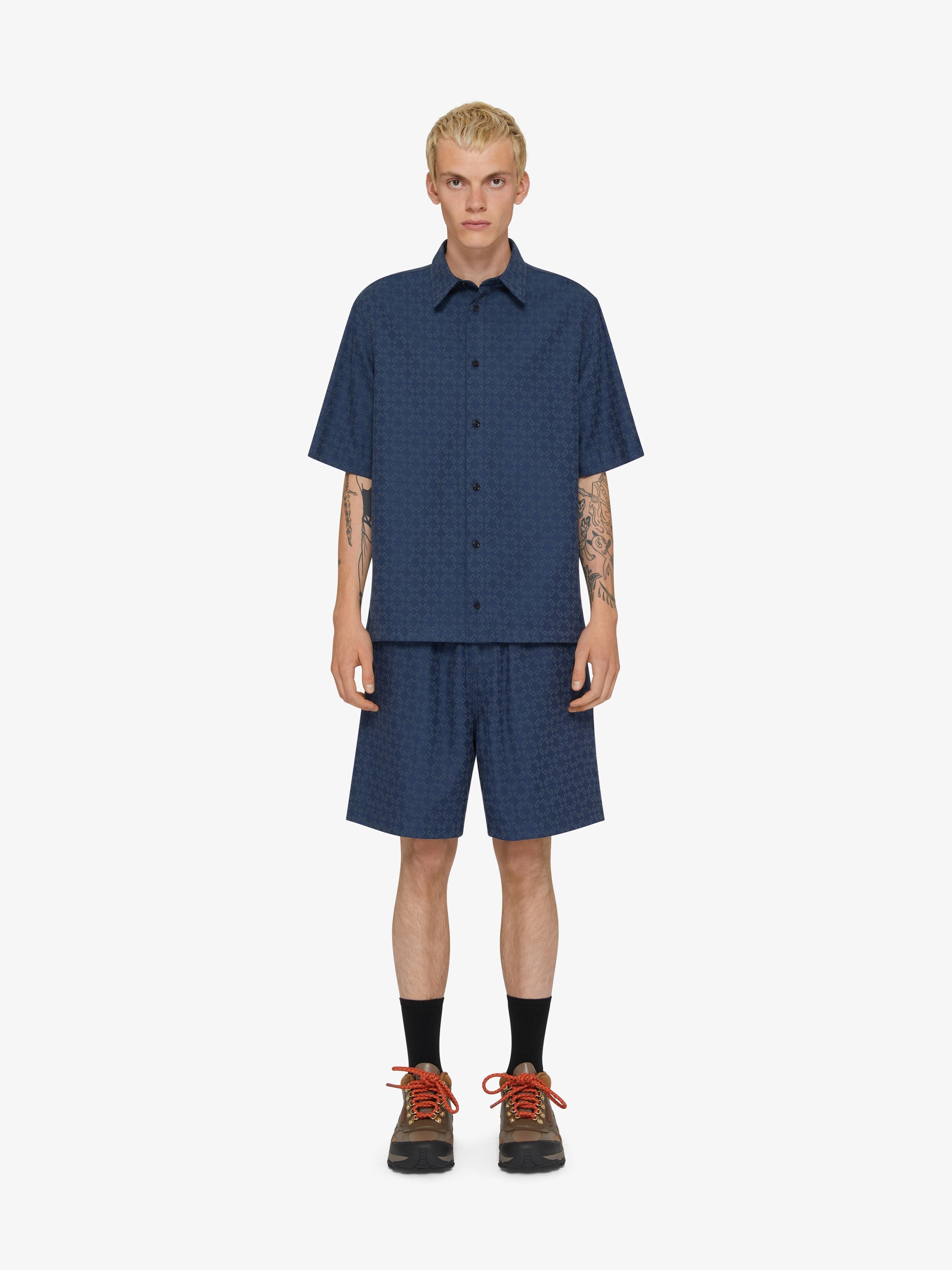 Givenchy o1w1db10426 Monogram Jacquard Shirt in Blue Size US XS / EU 42 / 0 - 3 Thumbnail