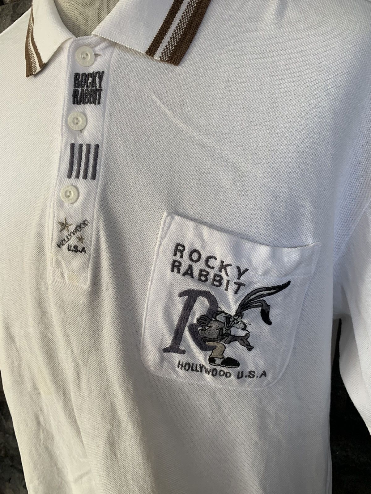 Vintage Vintage 90s Rocky Rabbit Hollywood USA Polo Shirt Size US L / EU 52-54 / 3 - 3 Thumbnail