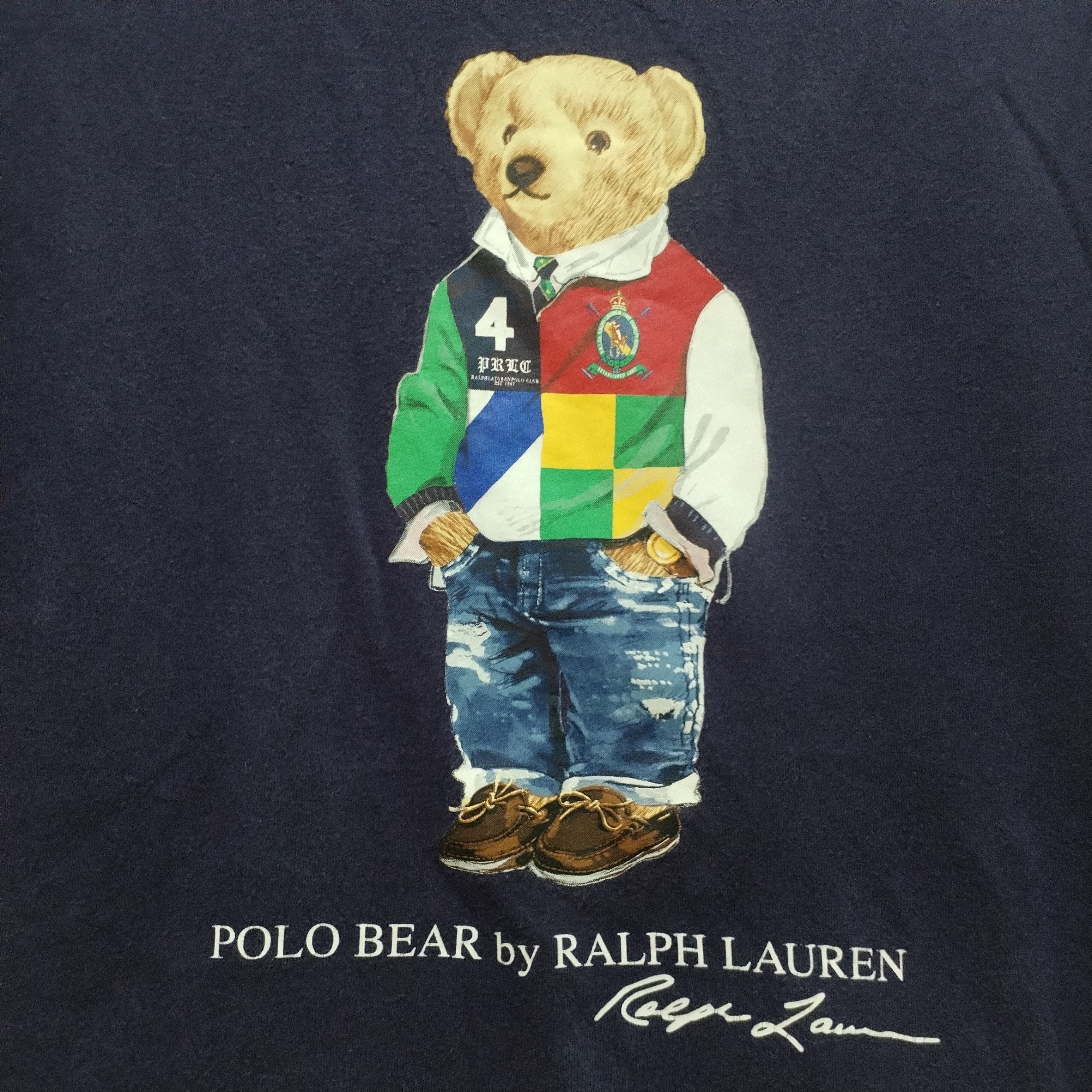 Polo Ralph Lauren Thrashed Sun Faded Polo Bear Vtg Shirt very rare Size US XL / EU 56 / 4 - 3 Thumbnail