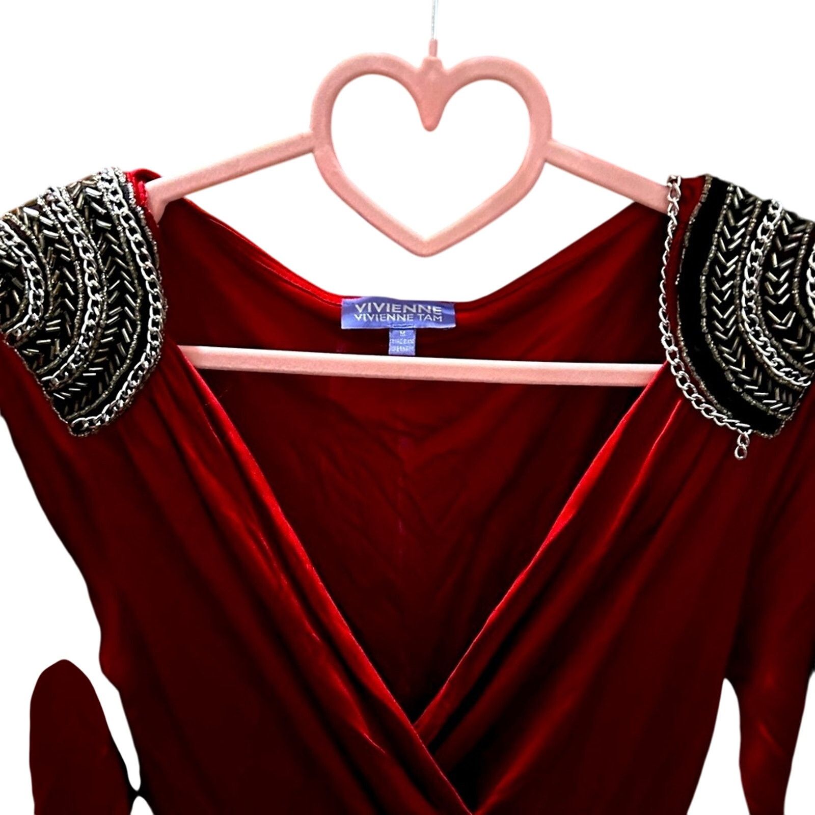 Vivienne Tam RARE! Vivienne Tam Red Faux Wrap Dress Chains Dark Fem M Size M / US 6-8 / IT 42-44 - 6 Thumbnail