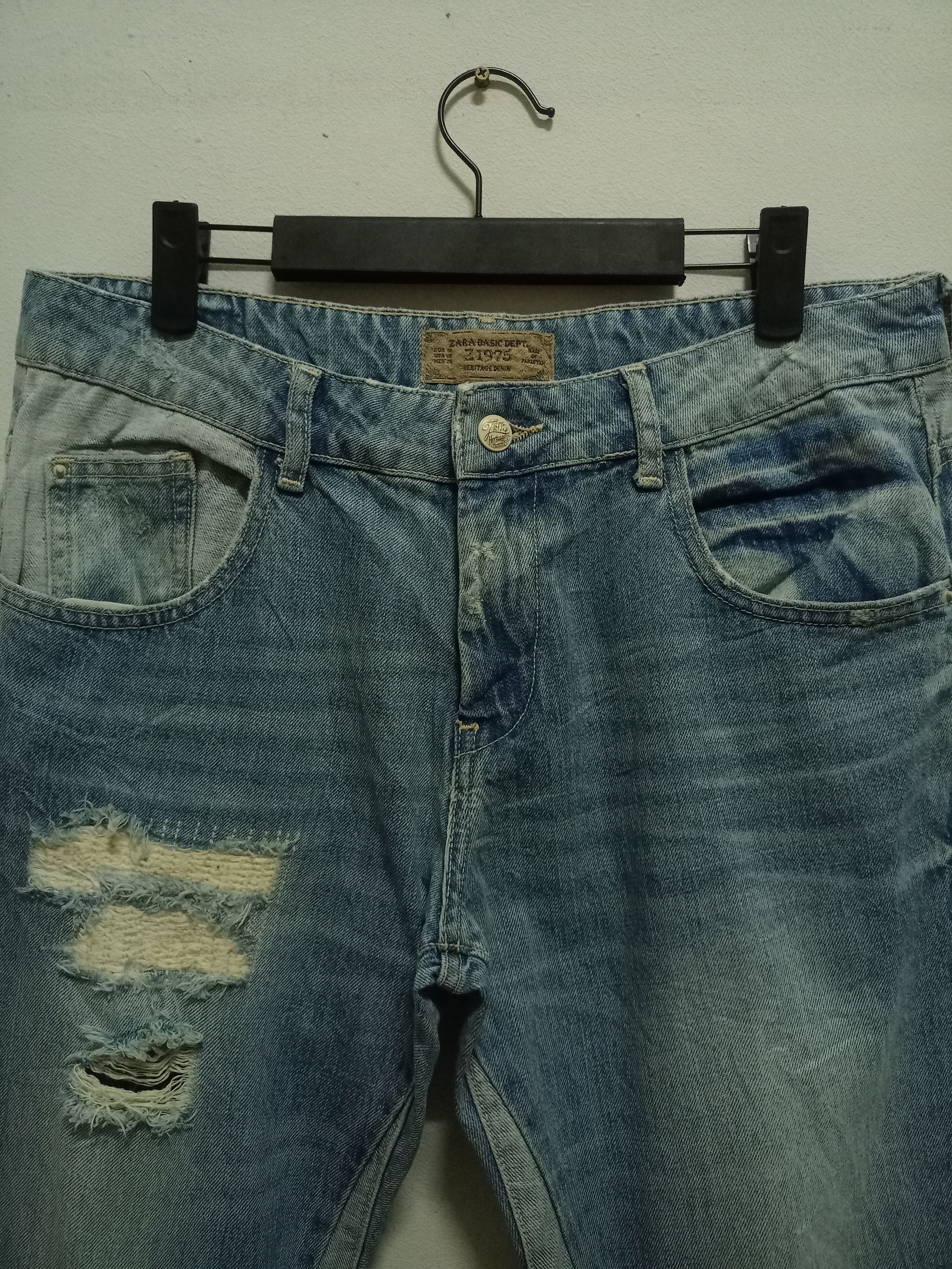 Zara Vintage Zara Hybrid Two Tone Curve Leg Distressed Jeans Size US 32 / EU 48 - 4 Thumbnail