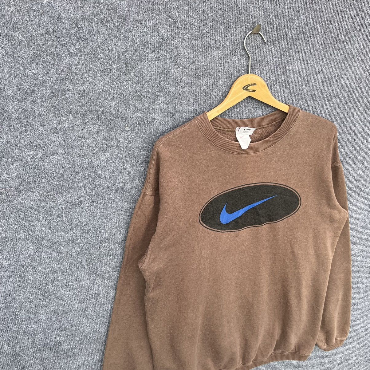 Nike × Vintage 90s Nike Big Swoosh Brown Crewneck Large Travis Style Size US L / EU 52-54 / 3 - 5 Thumbnail