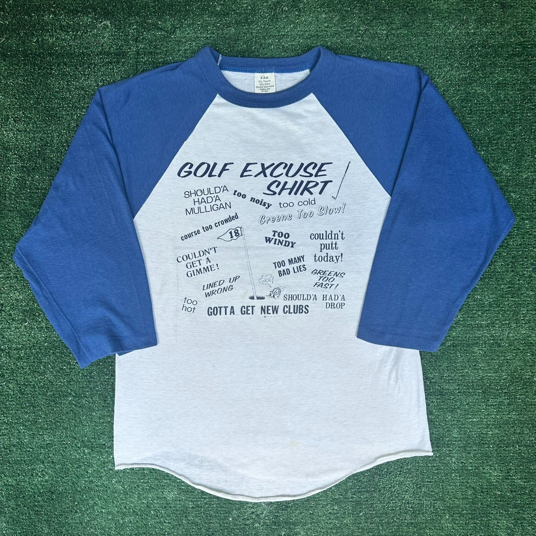 Vintage Vintage 80s Golf Excuses Raglan T-Shirt Single Stitch Humor Size US M / EU 48-50 / 2 - 1 Thumbnail