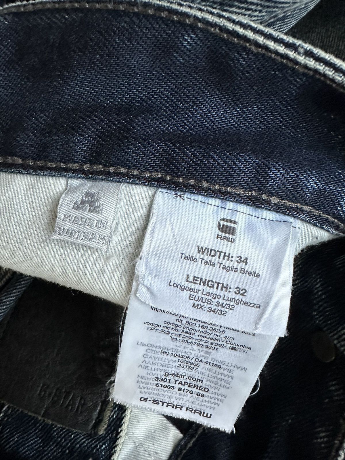 G-Star Y2k Gstar 3301 Tapered Black Wash Denim 34x32 D282 Size US 34 / EU 50 - 14 Thumbnail