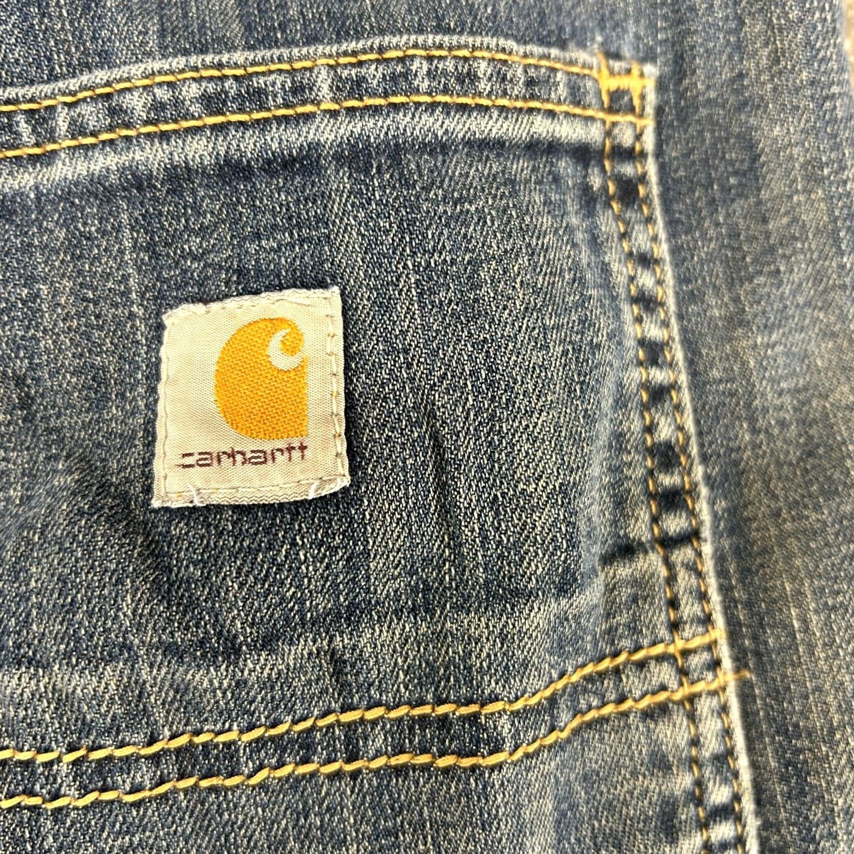 Carhartt Carhartt Jeans Womens 10 Blue Slim Straight Denim Cotton Workwear Pants 5-Pocket Inseam 30in Dark Blue Velvet Logo Zipper Button Size 32" / US 10 / IT 46 - 6 Thumbnail