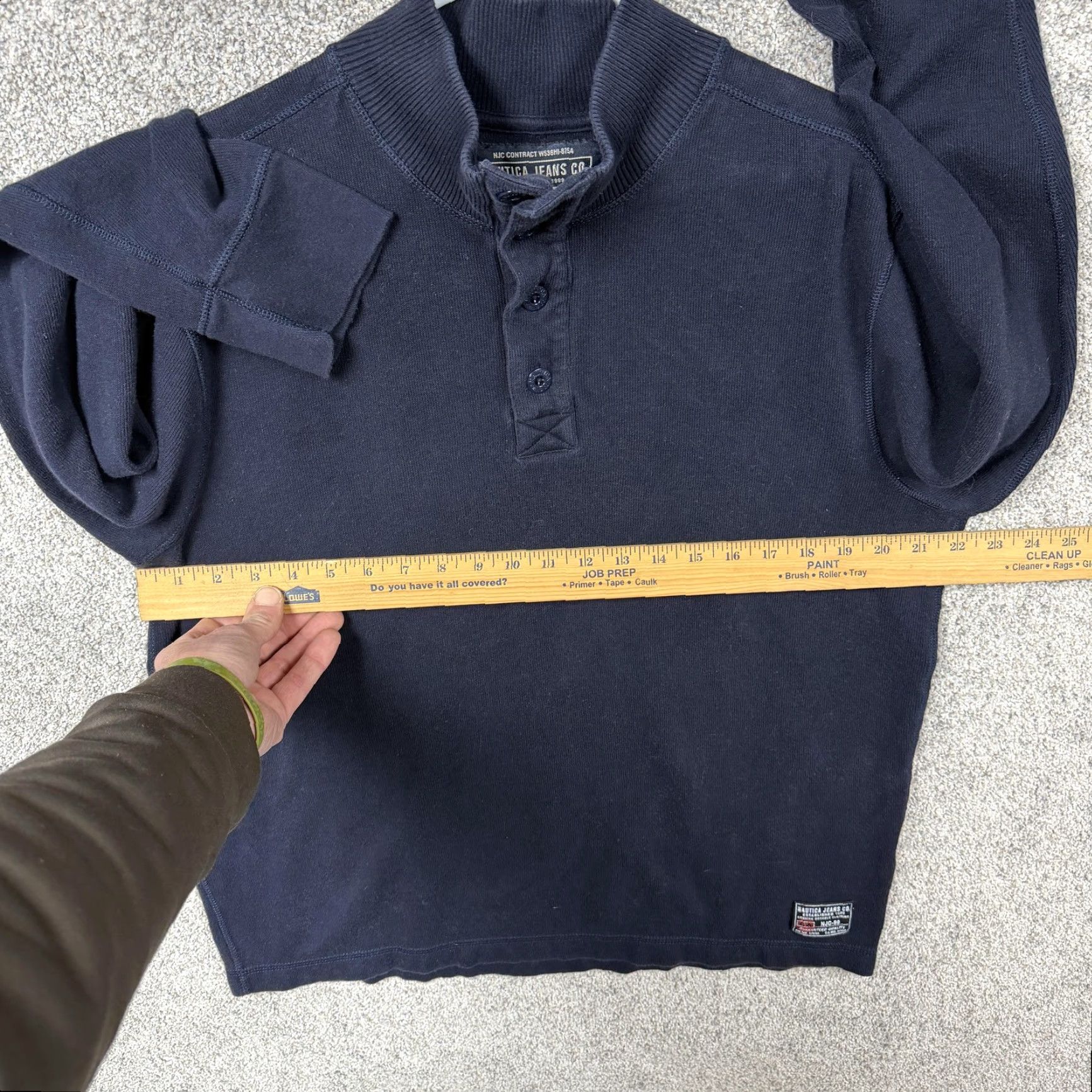 Nautica Nautica Jeans Co Sweater Mens L Blue Henley Mock Neck Pullover Knit Cotton Logo NJC-99 Casual Fall Winter GOLF Walking Mens Size US L / EU 52-54 / 3 - 5 Thumbnail