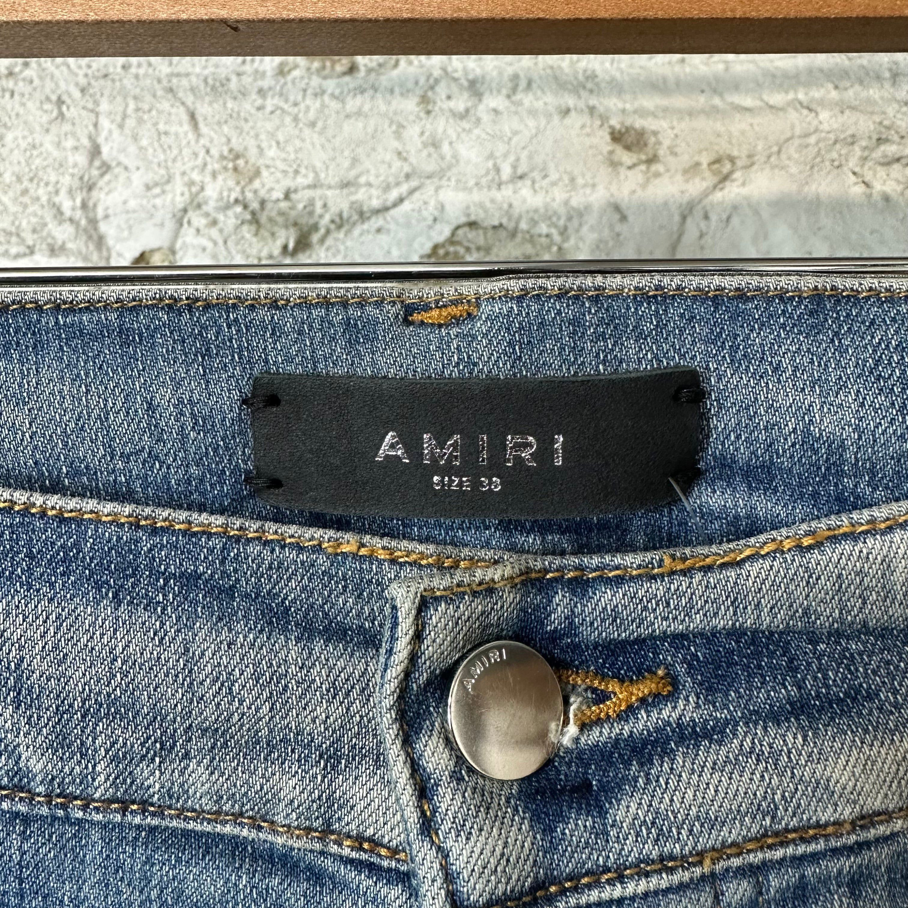 Amiri Amiri Distressed Side Spell Blue Denim Jeans Sz 38 Size US 38 / EU 54 - 3 Thumbnail