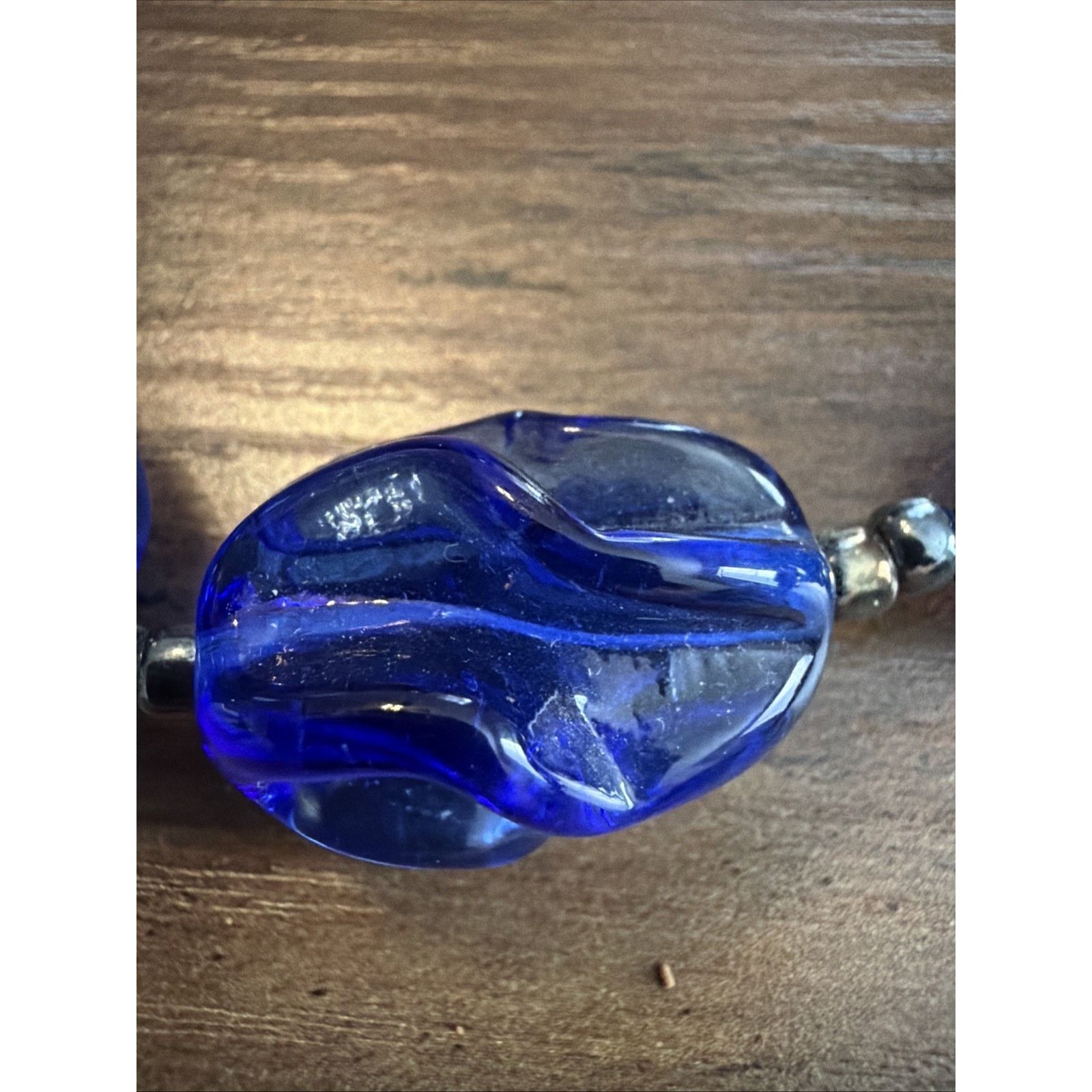 The Unbranded Brand Agate Navy Blue Chunky Necklace Silver Tone Button Size ONE SIZE - 3 Thumbnail