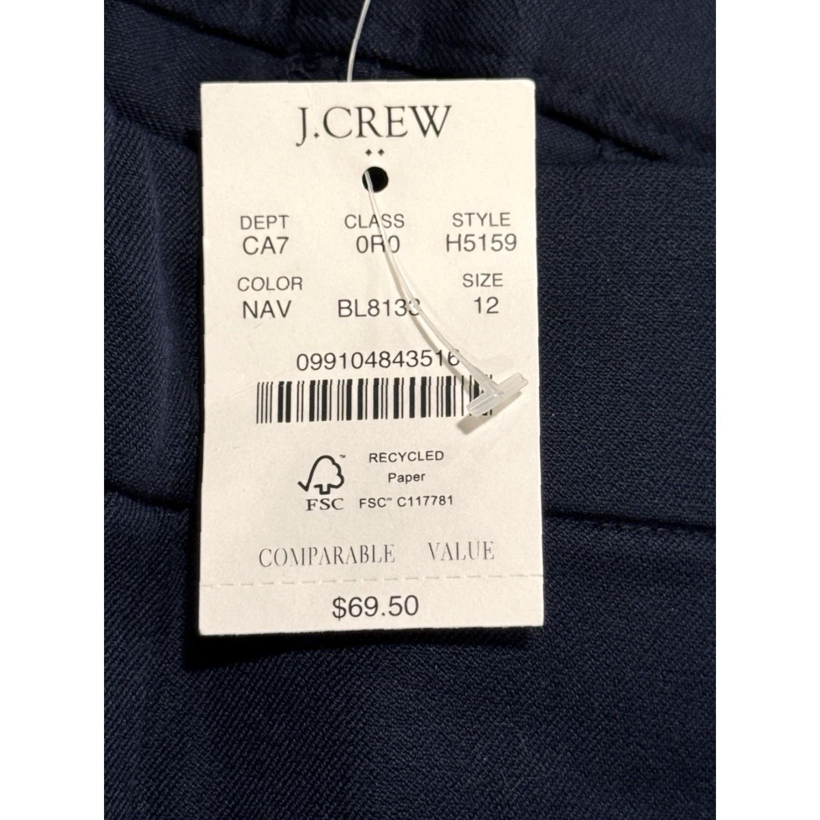 J.Crew NWT J.CREW Winnie Pant Women Side Zip Cropped 12 Blue Slim Inches 24.5 Cotton Elastane Modern Size 34" / US 12 / IT 48 - 5 Thumbnail